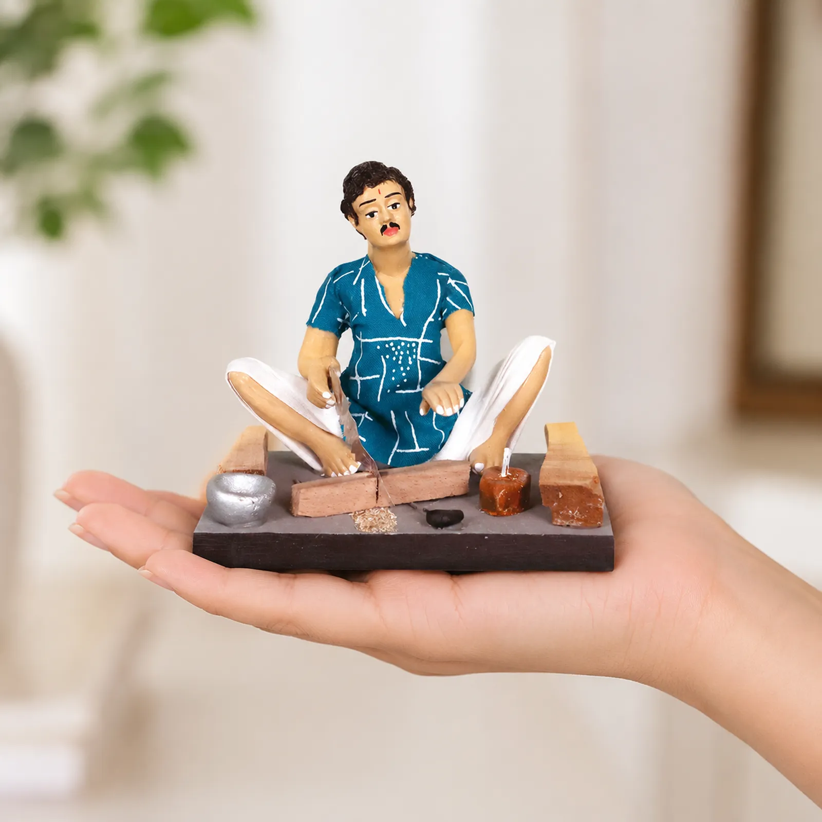 Carpenter - Handmade Terracotta Clay Figurine | Basic Sitting Human Figure Idol