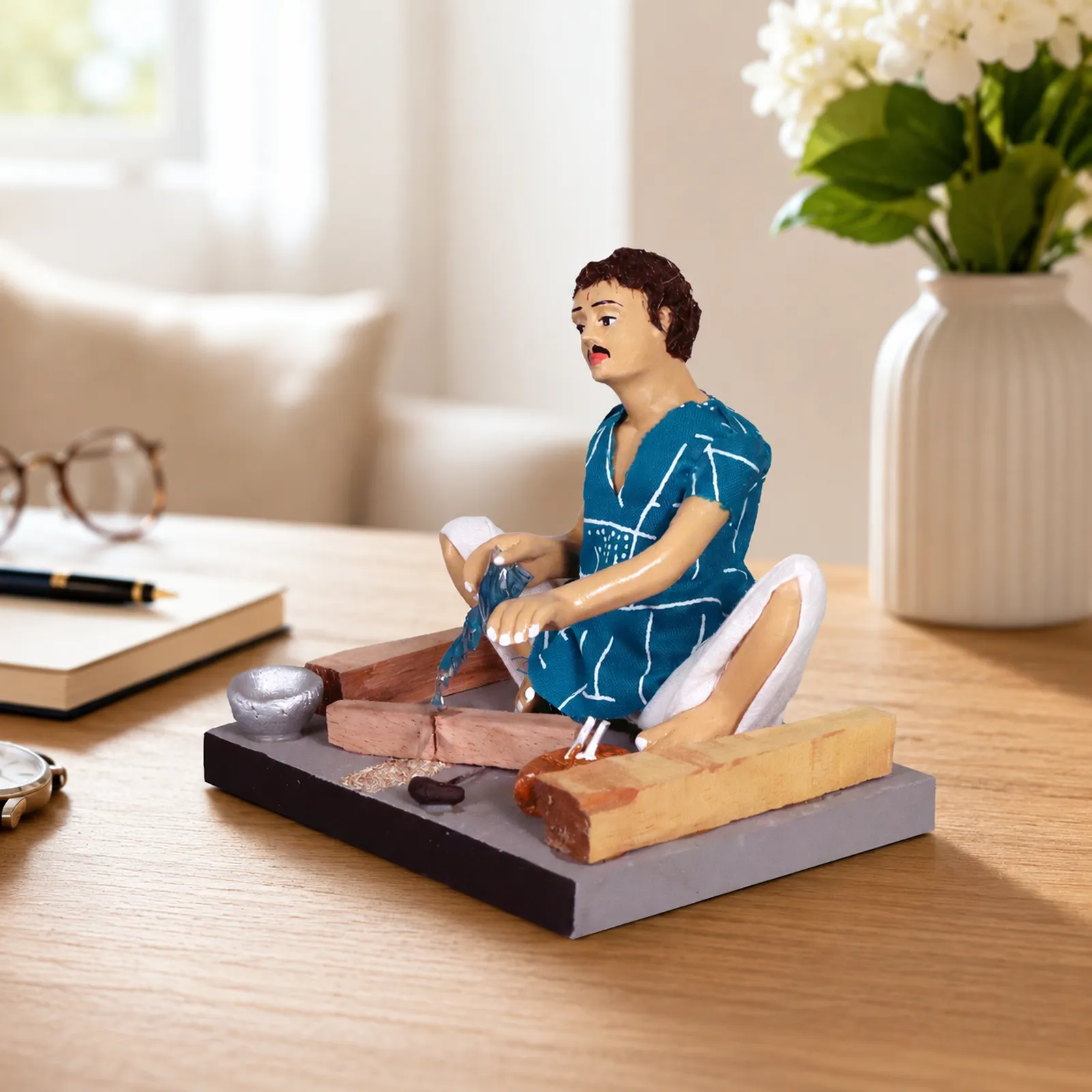 Carpenter - Handmade Terracotta Clay Figurine | Basic Sitting Human Figure Idol