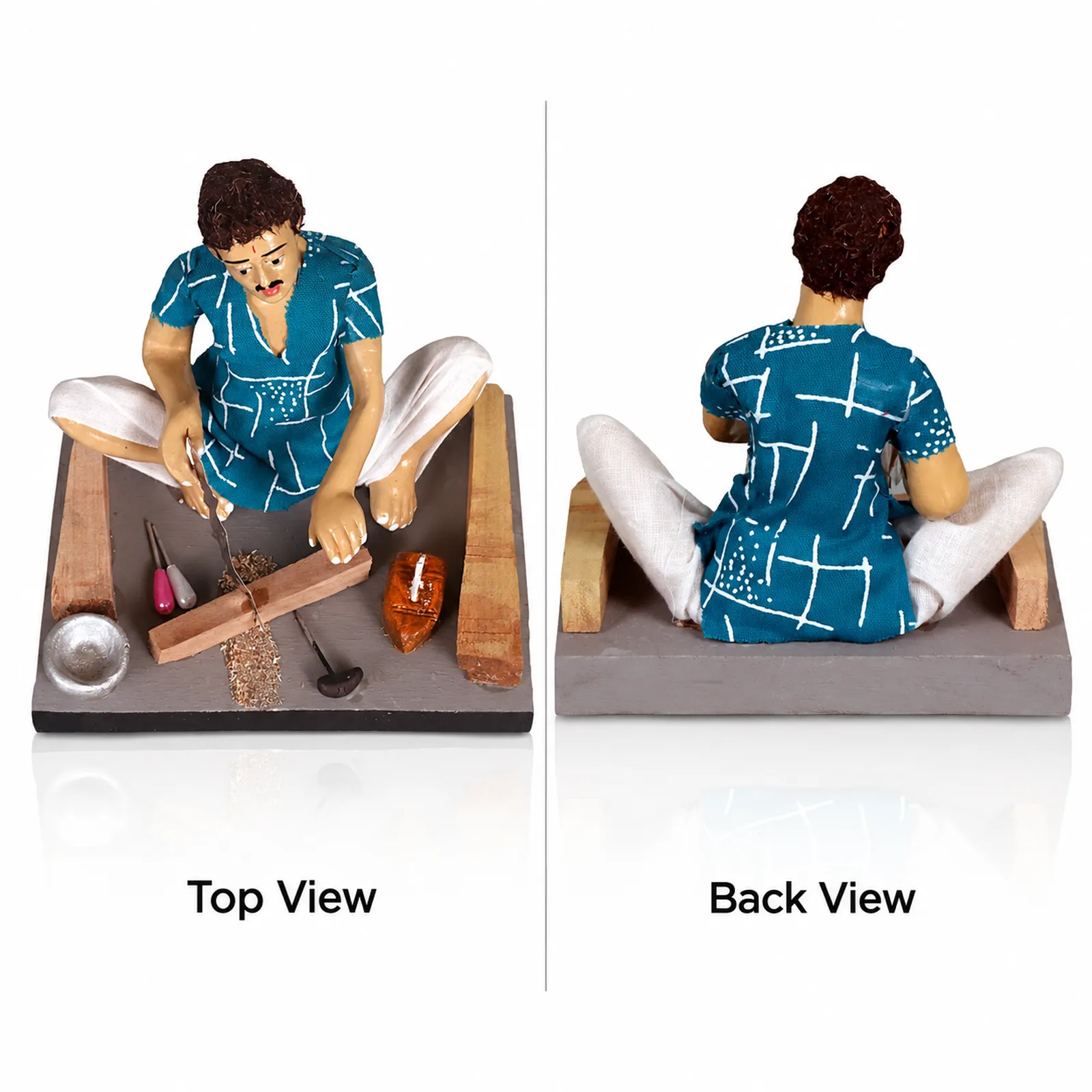 Carpenter - Handmade Terracotta Clay Figurine | Basic Sitting Human Figure Idol