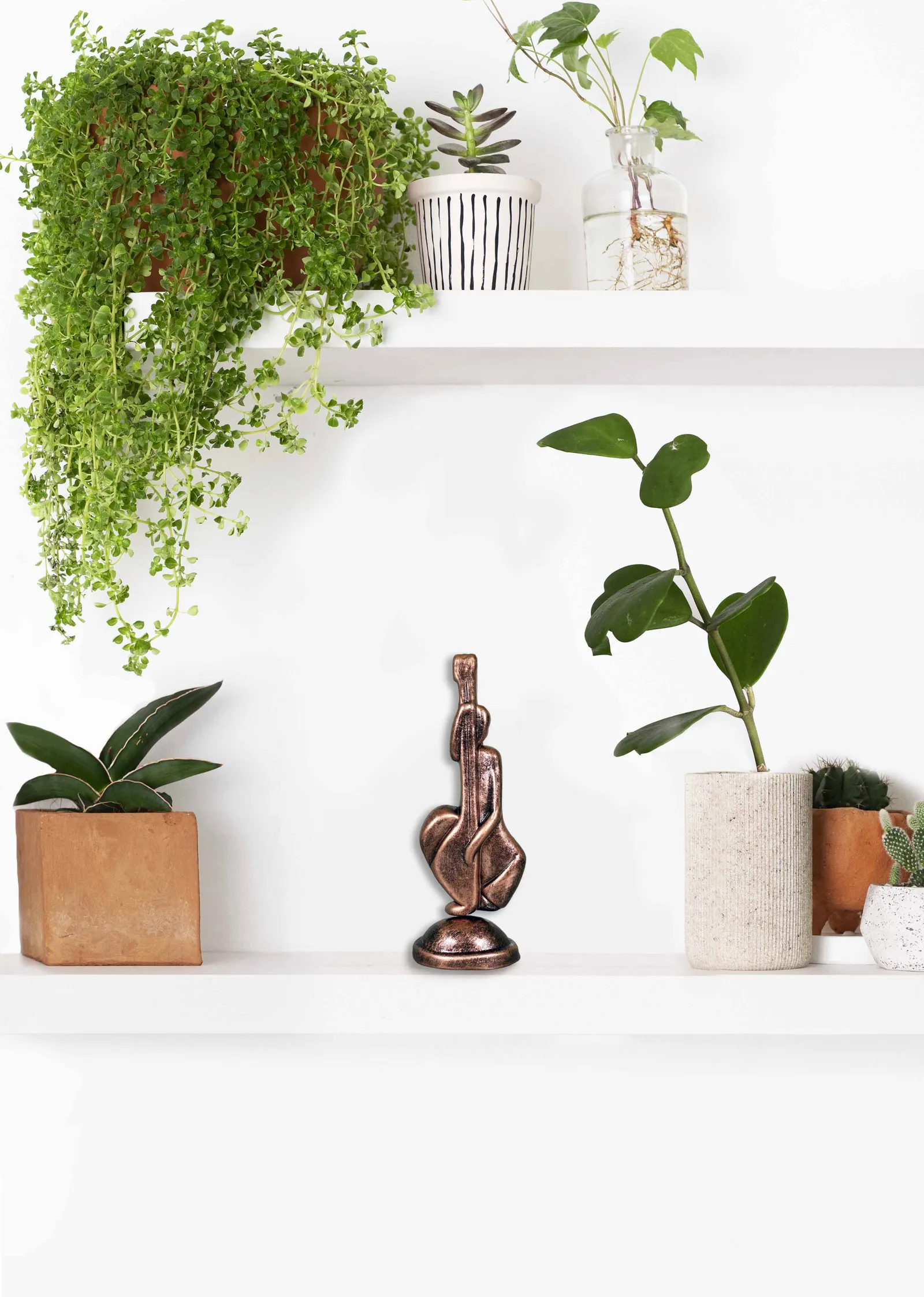 Cello Player - Metallic Bronze | Handmade Terracotta Clay Figurine | Abstract Terracotta Showpieces