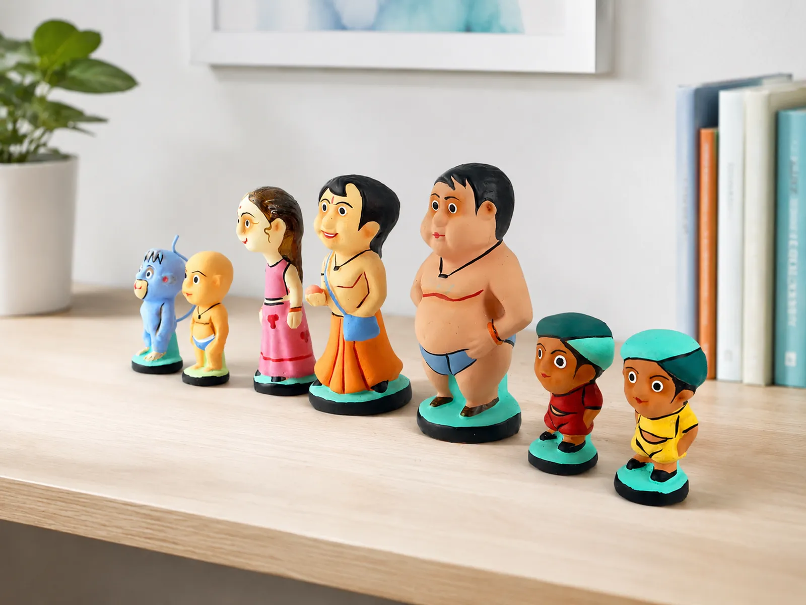 Chhota Bheem Set - Handmade Terracotta Clay Figurine | Group of Dholakpur