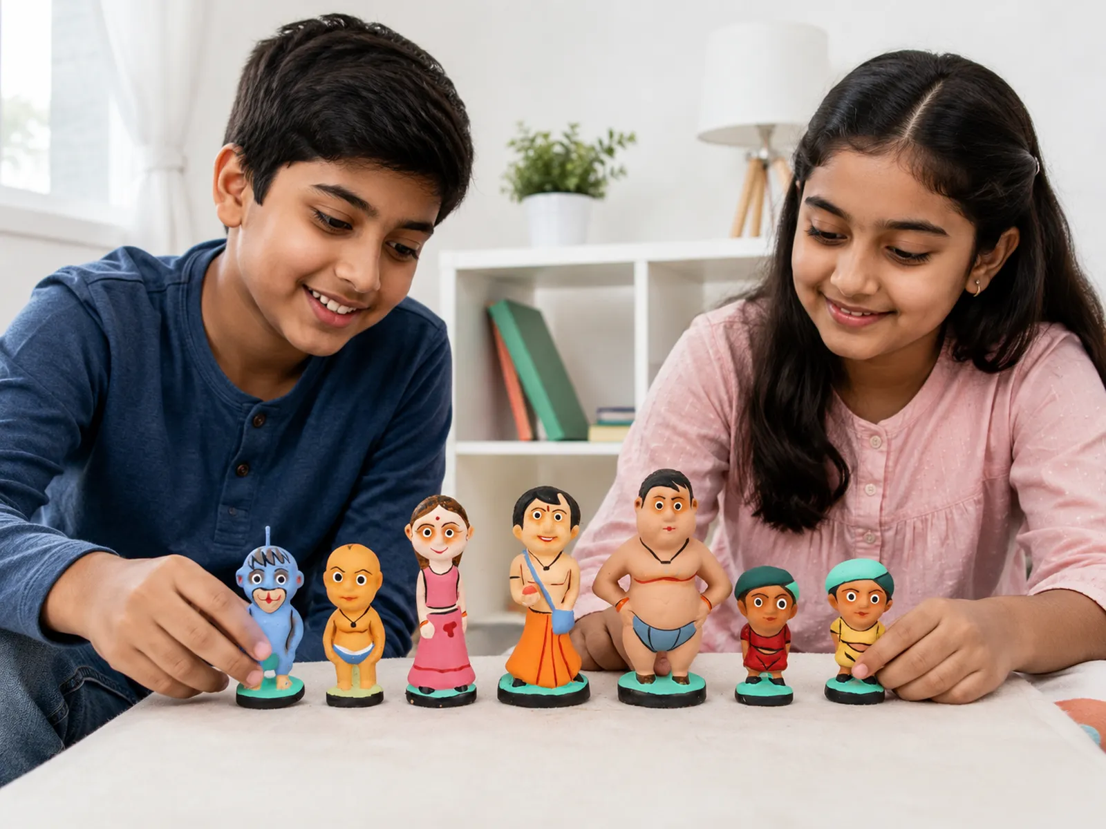Chhota Bheem Set - Handmade Terracotta Clay Figurine | Group of Dholakpur
