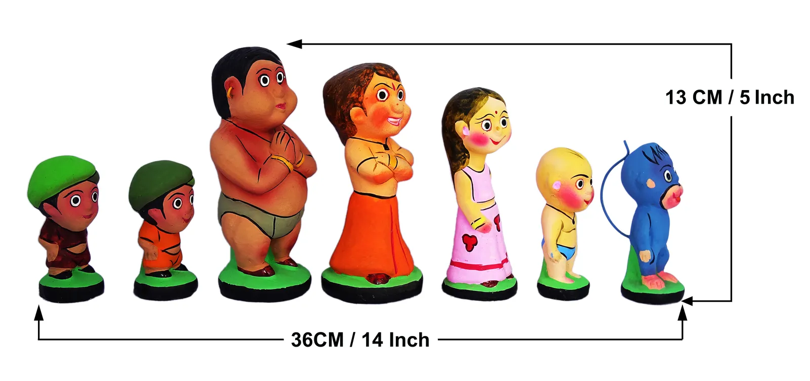 Chhota Bheem Set - Handmade Terracotta Clay Figurine | Group of Dholakpur