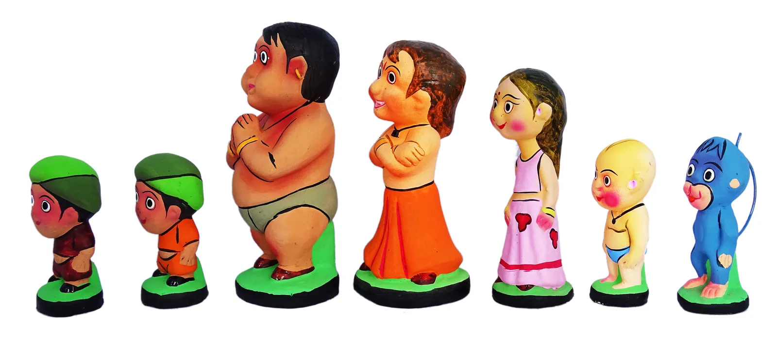 Chhota Bheem Set - Handmade Terracotta Clay Figurine | Group of Dholakpur