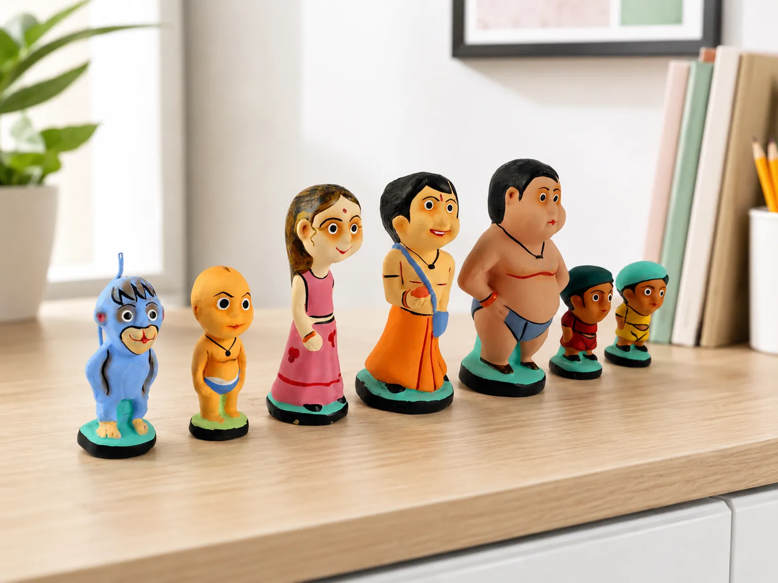 Chhota Bheem Set - Handmade Terracotta Clay Figurine | Group of Dholakpur