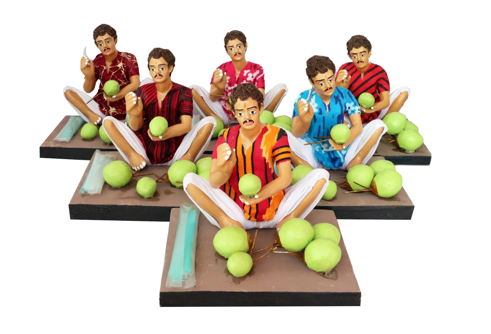 Coconut Seller - Handmade Terracotta Clay Figurine | Basic Sitting Human Figure Idol