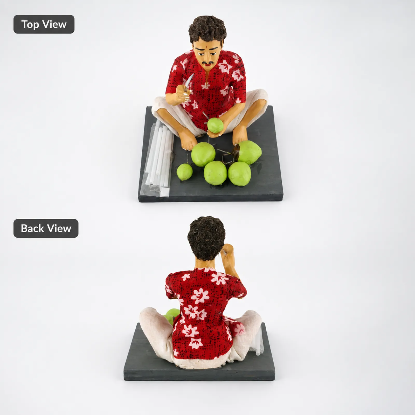 Coconut Seller - Handmade Terracotta Clay Figurine | Basic Sitting Human Figure Idol