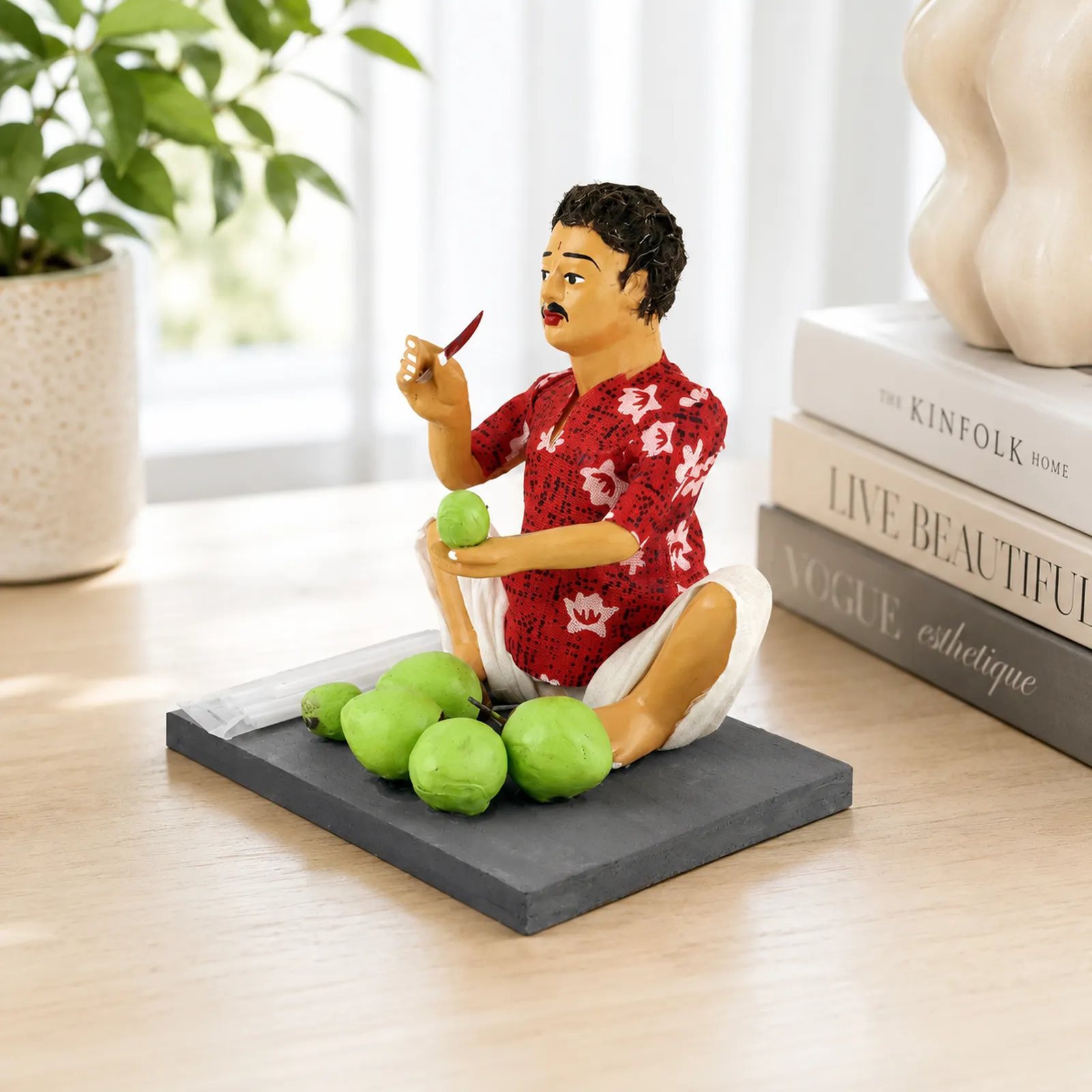 Coconut Seller - Handmade Terracotta Clay Figurine | Basic Sitting Human Figure Idol