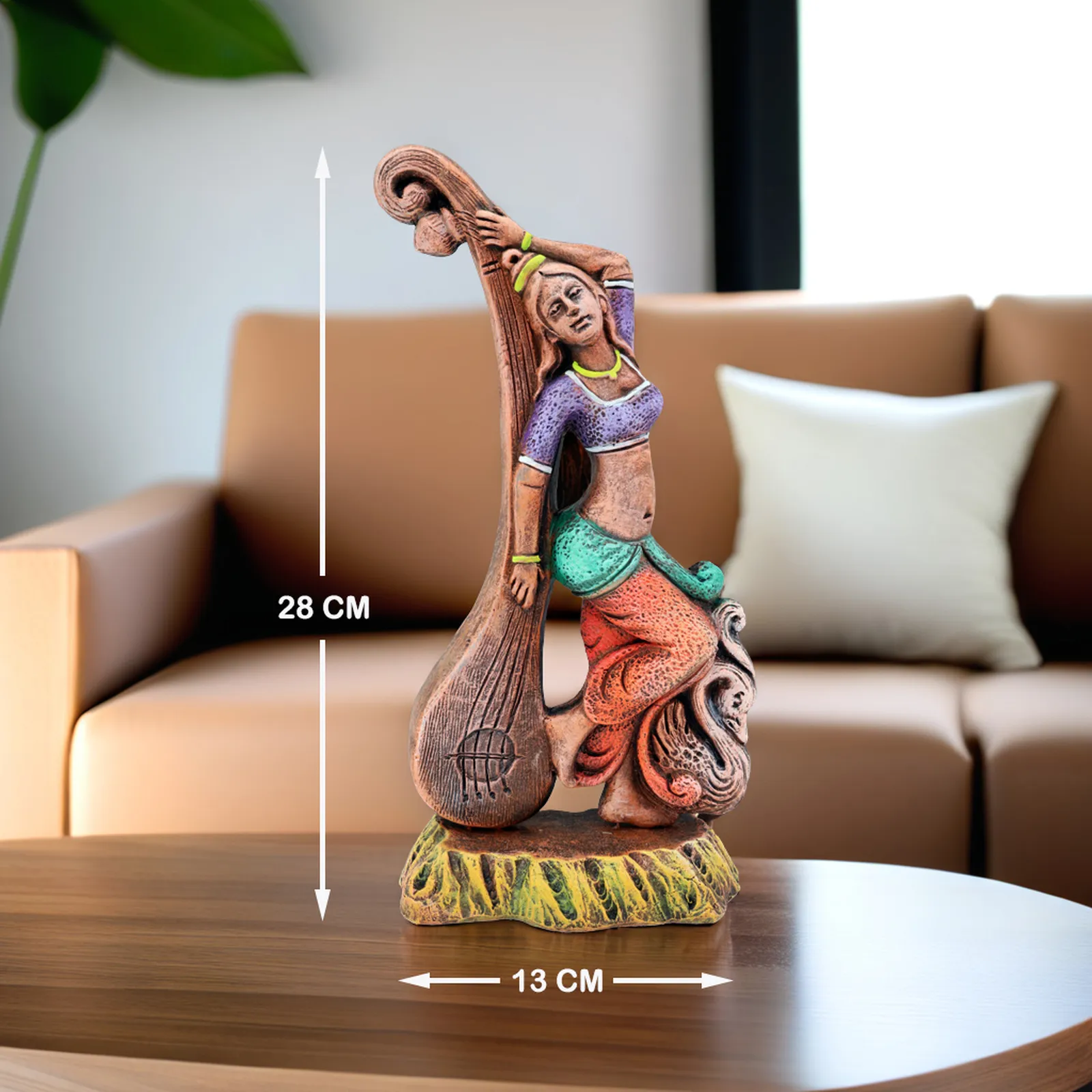 Devi Saraswati - Brown Shade | Handmade Terracotta Clay Figurine | Abstract Terracotta Showpieces