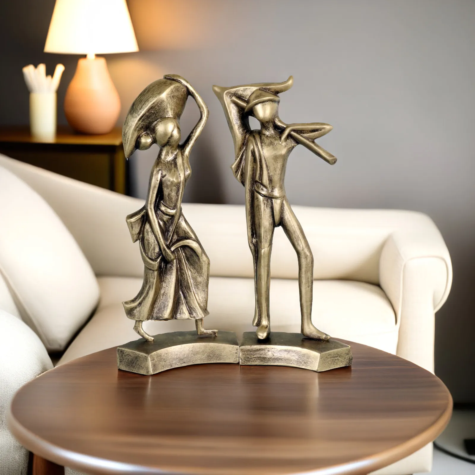 Farmer Couple | Handmade Terracotta Clay Figurine | Abstract Terracotta Showpieces