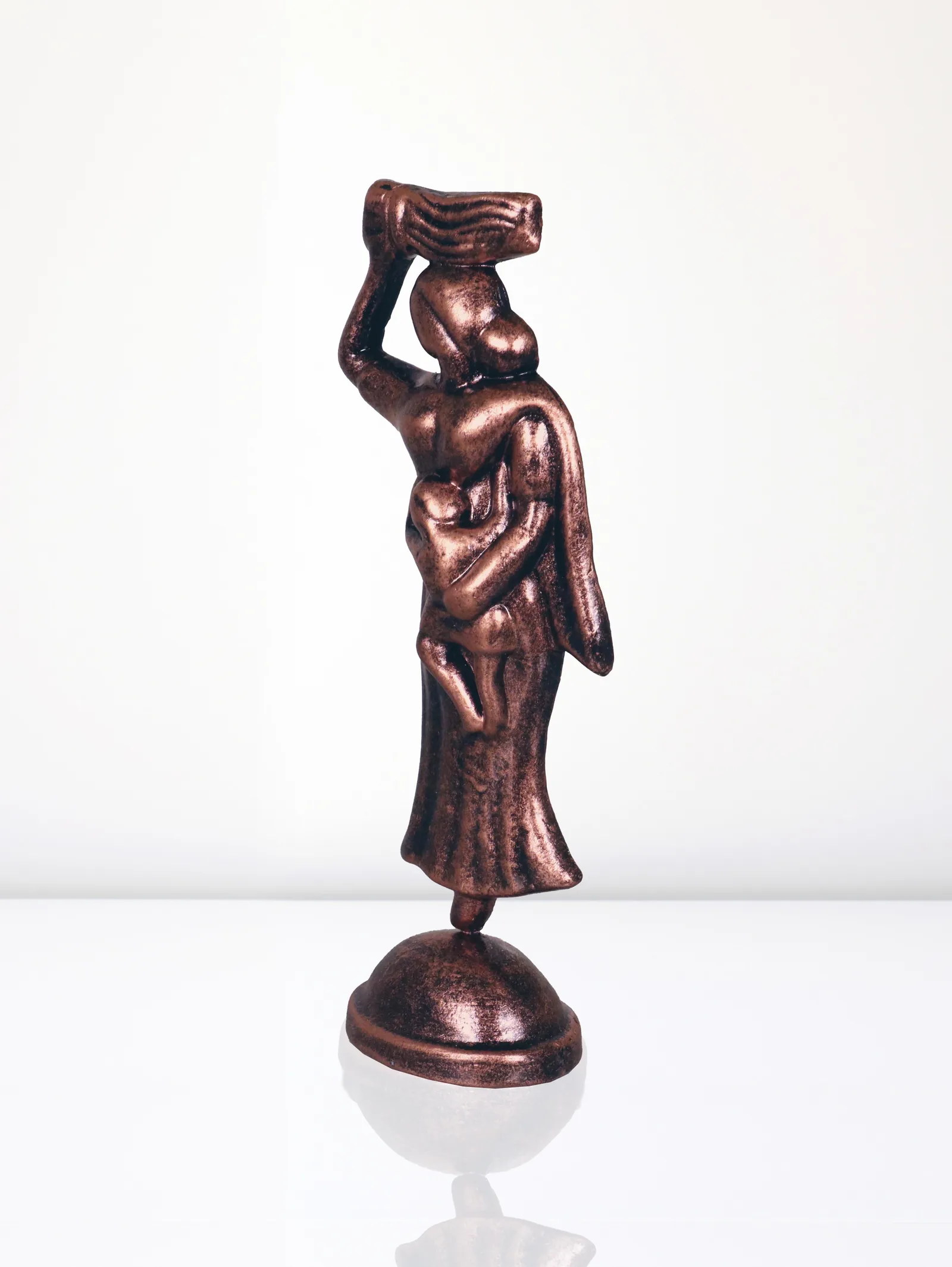 Farmer Mother - Metallic Bronze | Handmade Terracotta Clay Figurine | Abstract Terracotta Showpieces