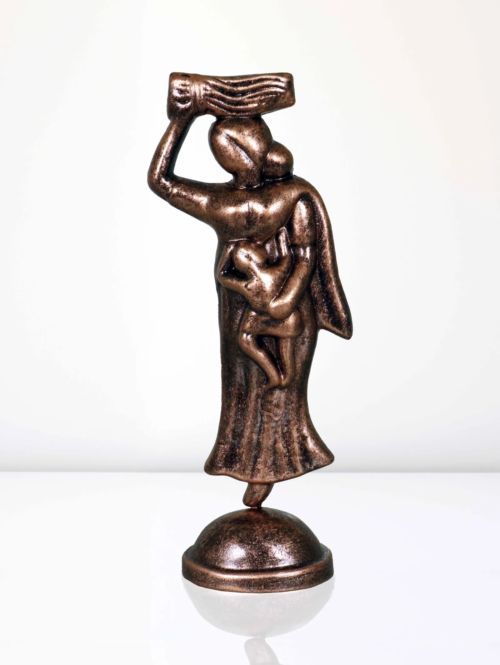 Farmer Mother - Metallic Bronze | Handmade Terracotta Clay Figurine | Abstract Terracotta Showpieces