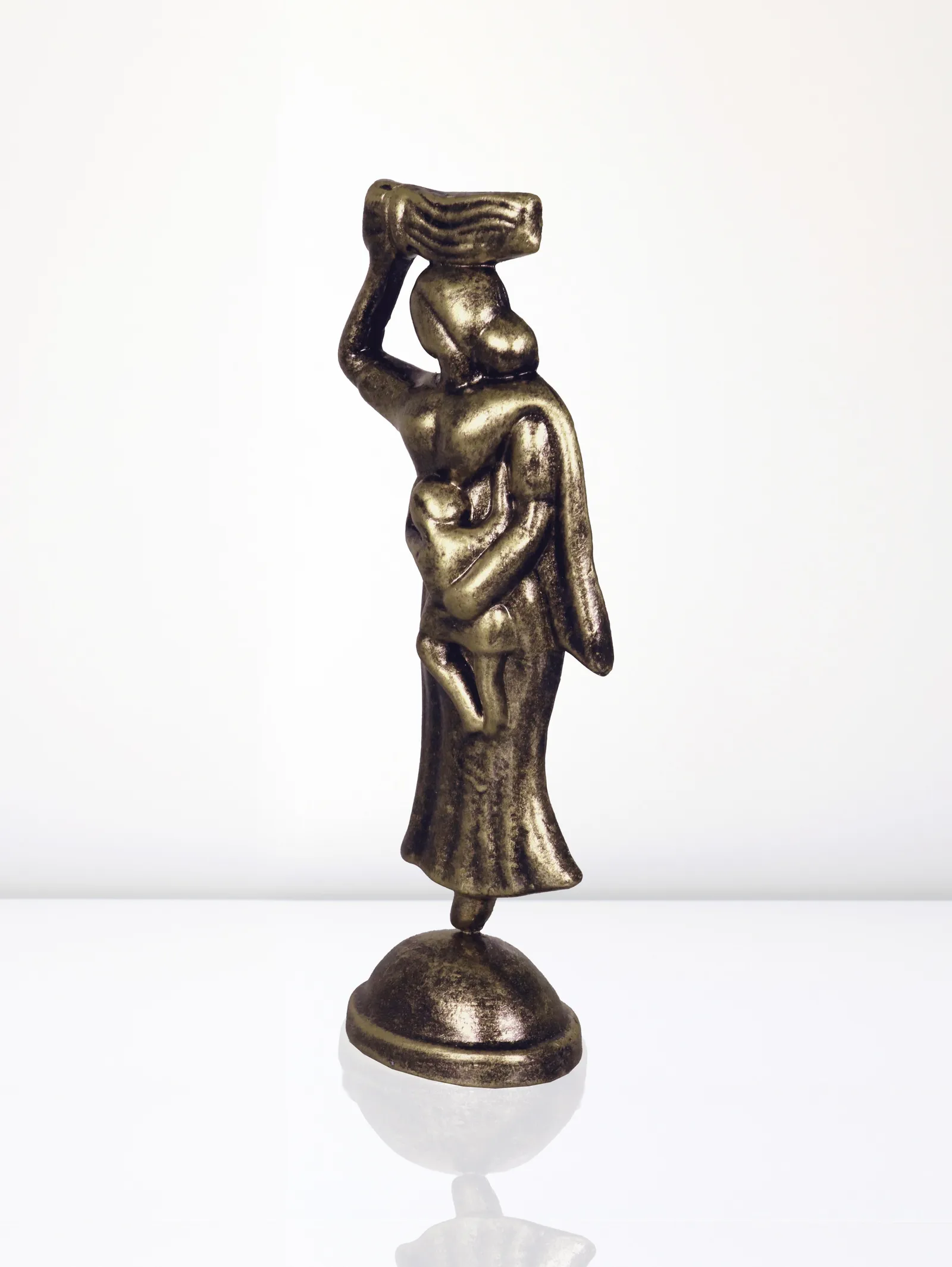 Farmer Mother - Metallic Golden | Handmade Terracotta Clay Figurine | Abstract Terracotta Showpieces