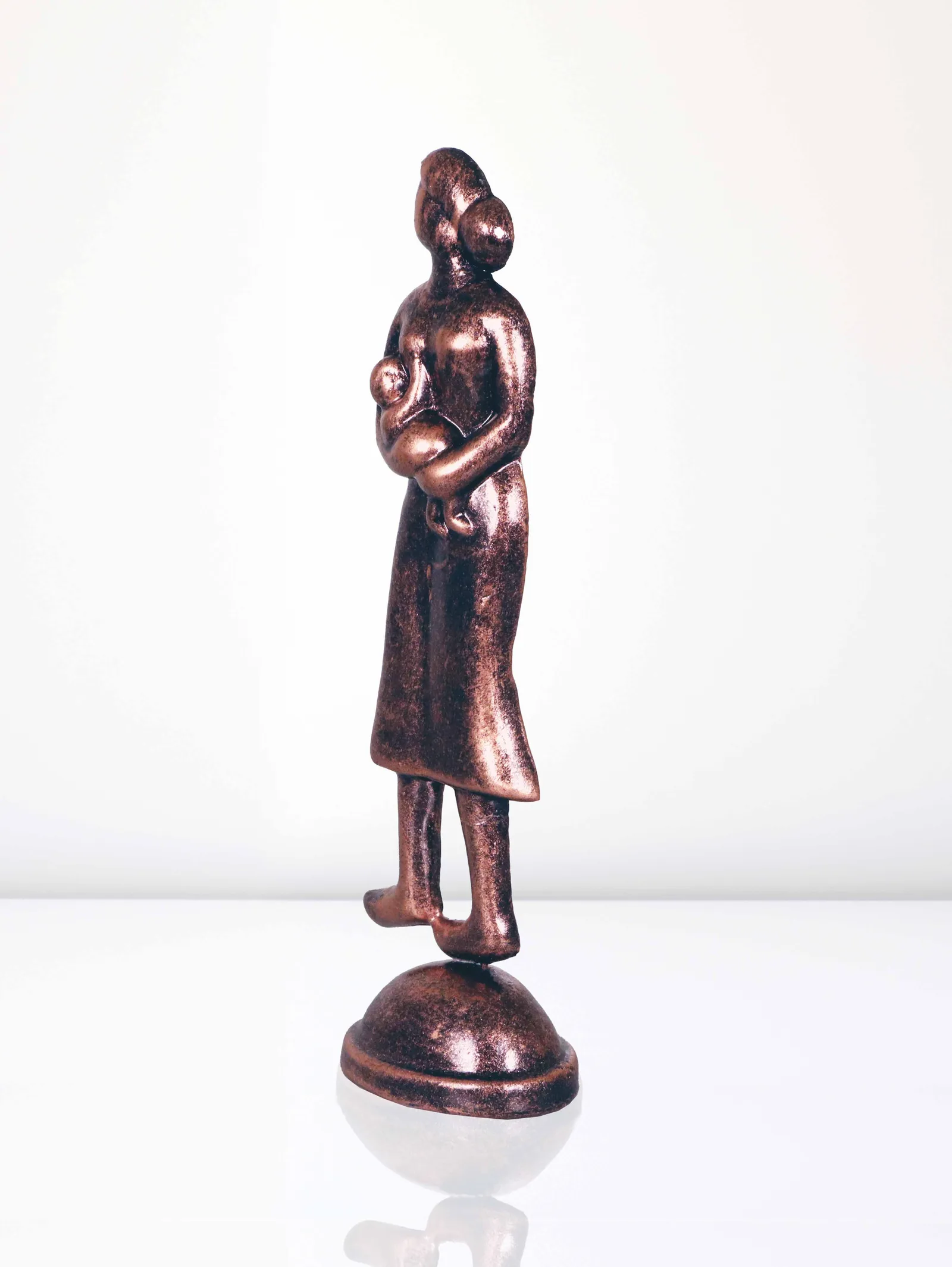 Feeding Mother - Metallic Bronze | Handmade Terracotta Clay Figurine | Abstract Terracotta Showpieces