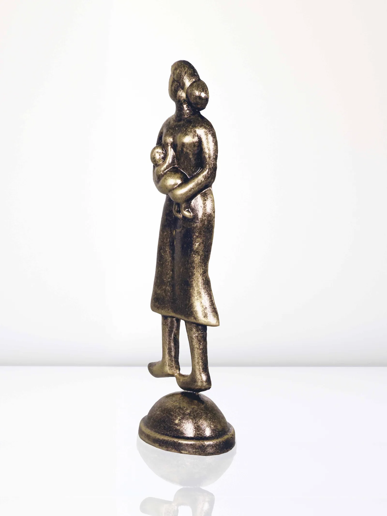 Feeding Mother - Metallic Golden | Handmade Terracotta Clay Figurine | Abstract Terracotta Showpieces