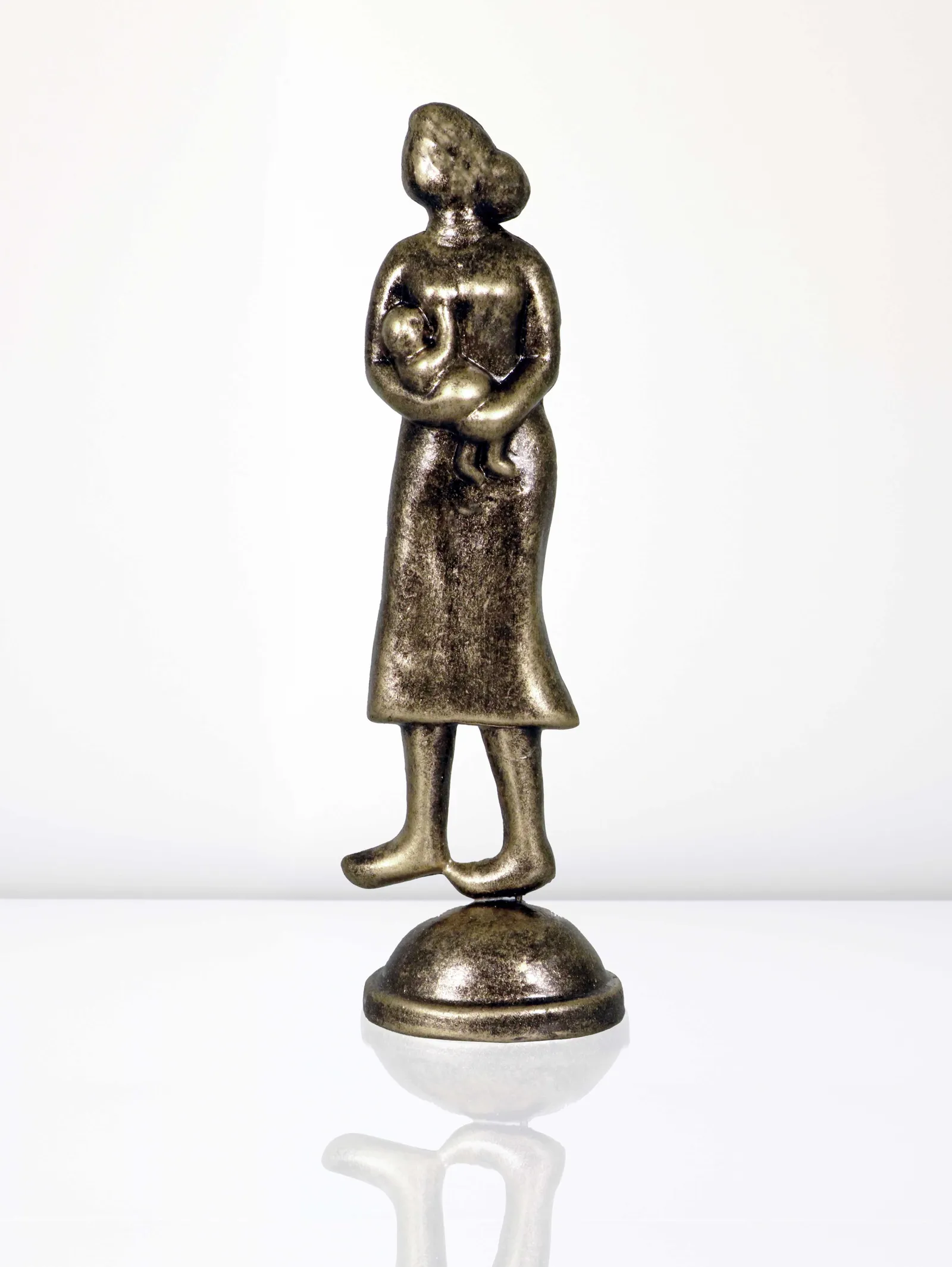 Feeding Mother - Metallic Golden | Handmade Terracotta Clay Figurine | Abstract Terracotta Showpieces