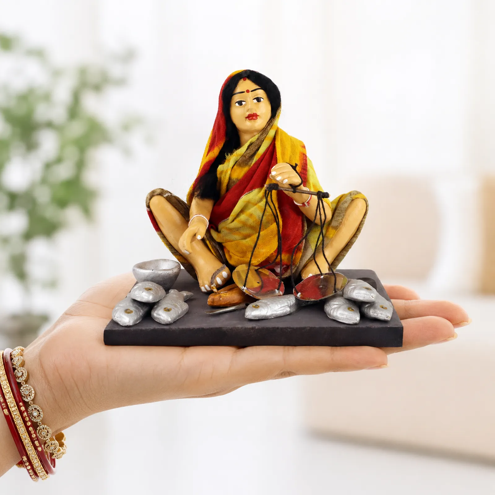 Fish Seller - Handmade Terracotta Clay Figurine | Basic Sitting Human Figure Idol