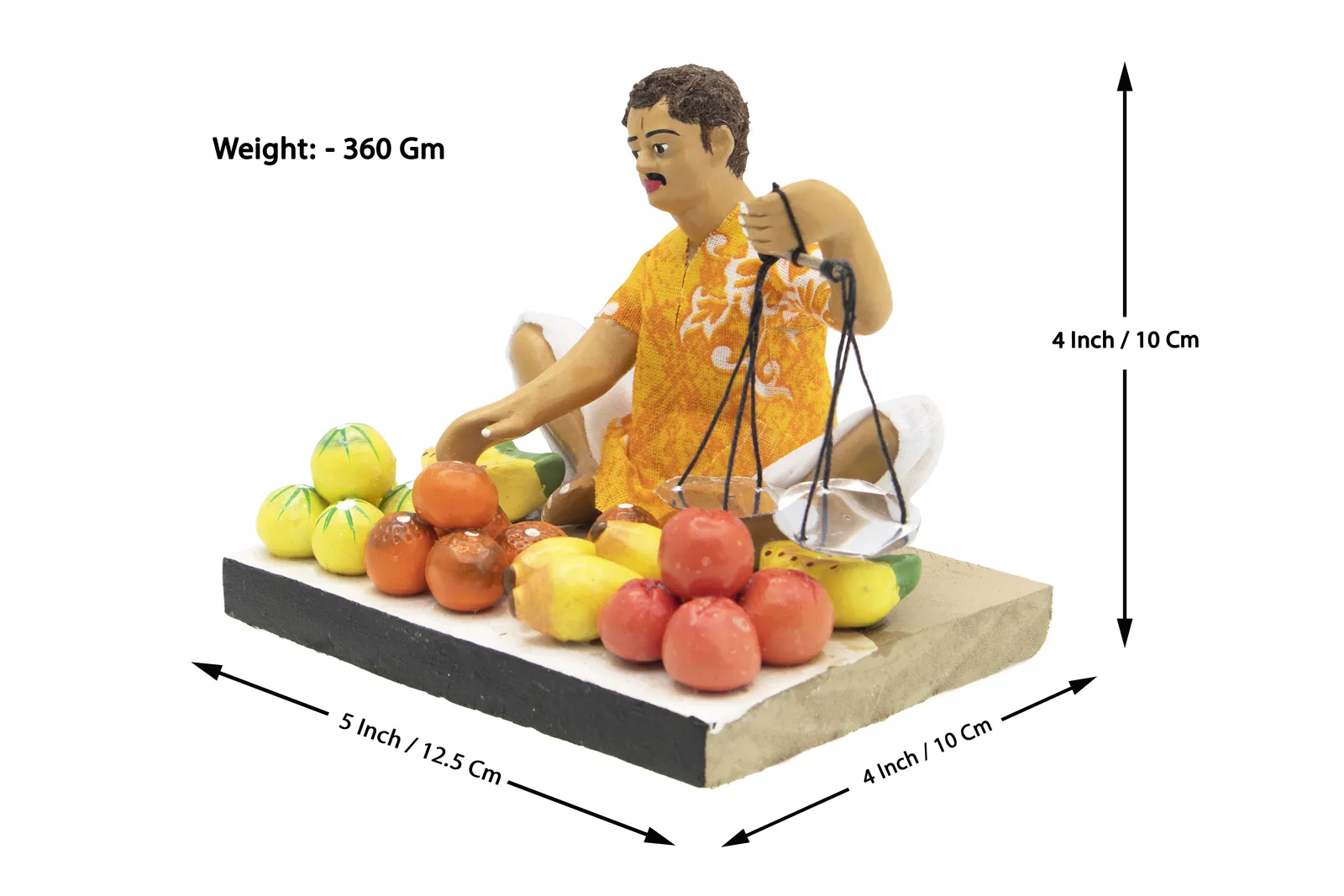 Fruit Seller - Handmade Terracotta Clay Figurine | Basic Sitting Human Figure Idol