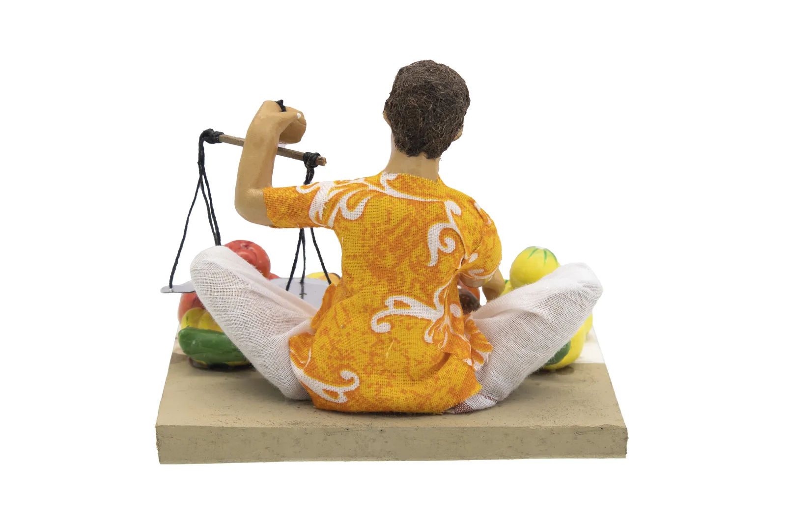 Fruit Seller - Handmade Terracotta Clay Figurine | Basic Sitting Human Figure Idol