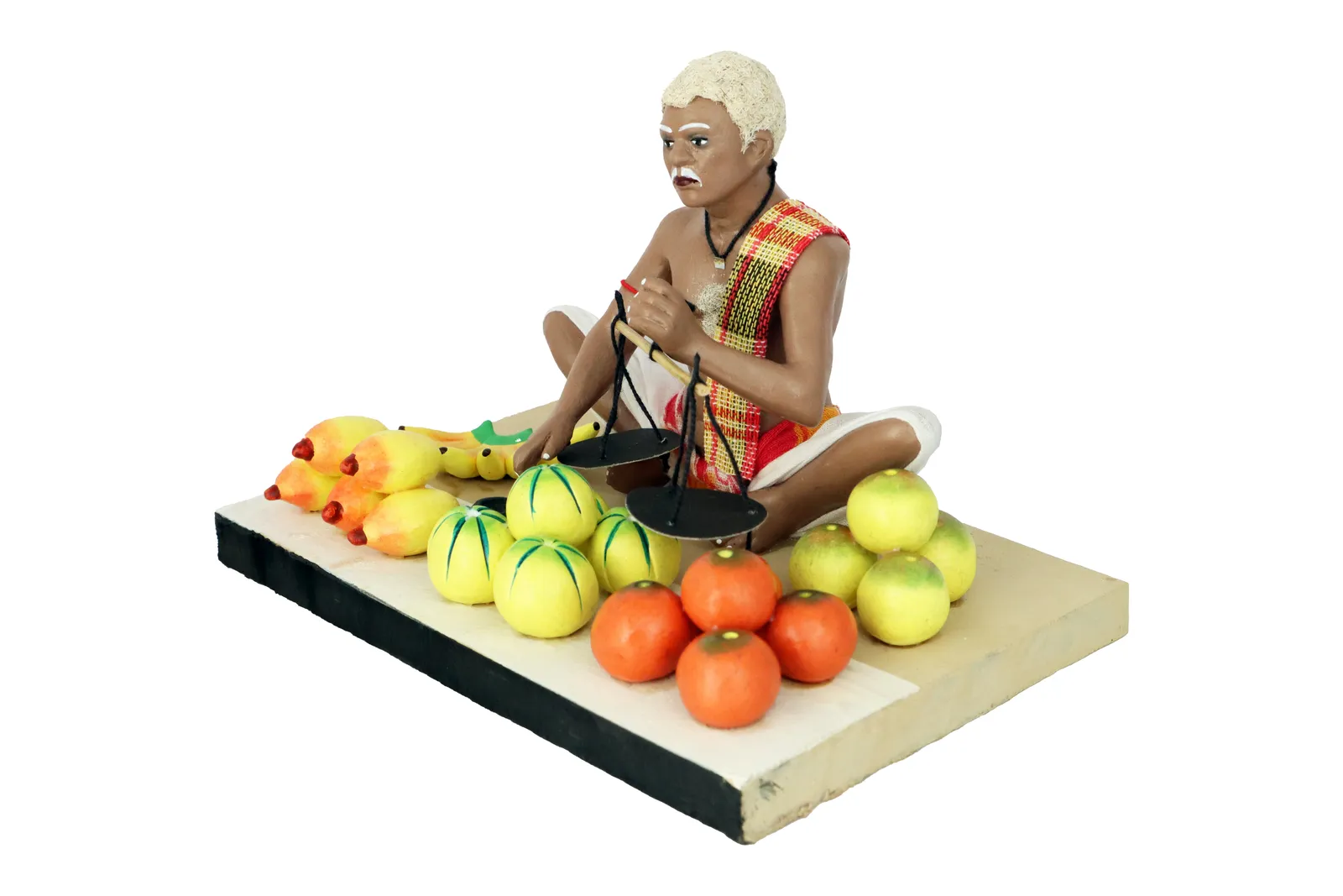 Fruit Seller - Handmade Terracotta Clay Figurine | Standard Sitting Human Figure Idol