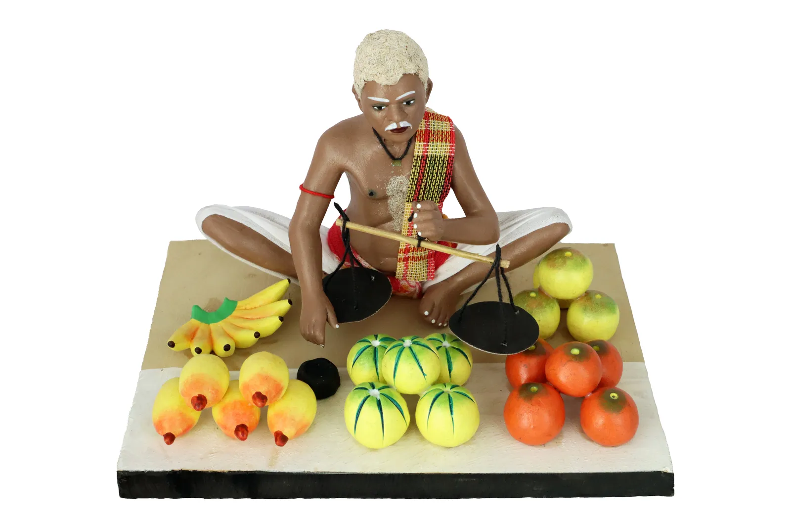 Fruit Seller - Handmade Terracotta Clay Figurine | Standard Sitting Human Figure Idol