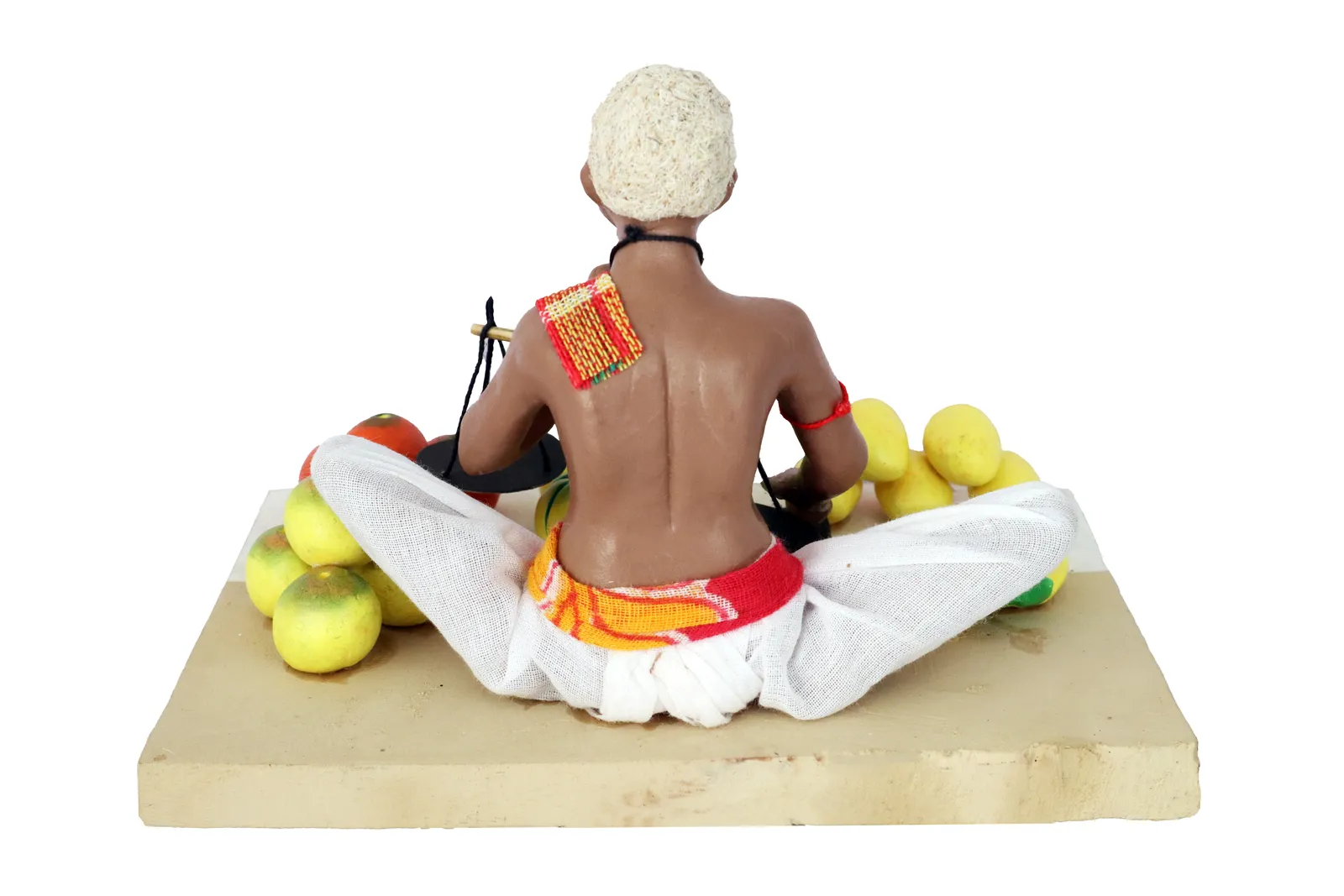 Fruit Seller - Handmade Terracotta Clay Figurine | Standard Sitting Human Figure Idol