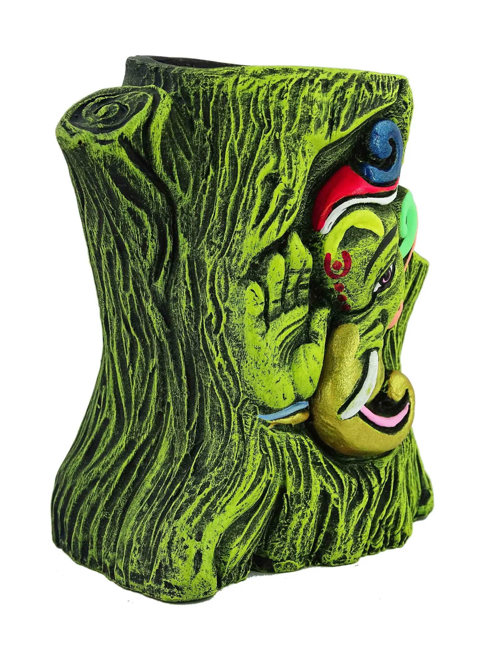 Ganesha - Terracotta Pen Stand | Handmade Clay Desk Décor | Tree Trunk Lime