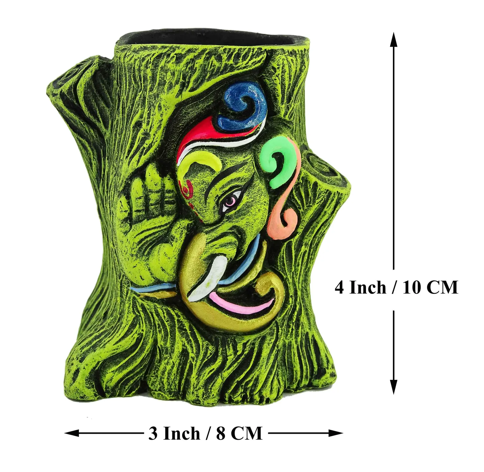 Ganesha - Terracotta Pen Stand | Handmade Clay Desk Décor | Tree Trunk Lime