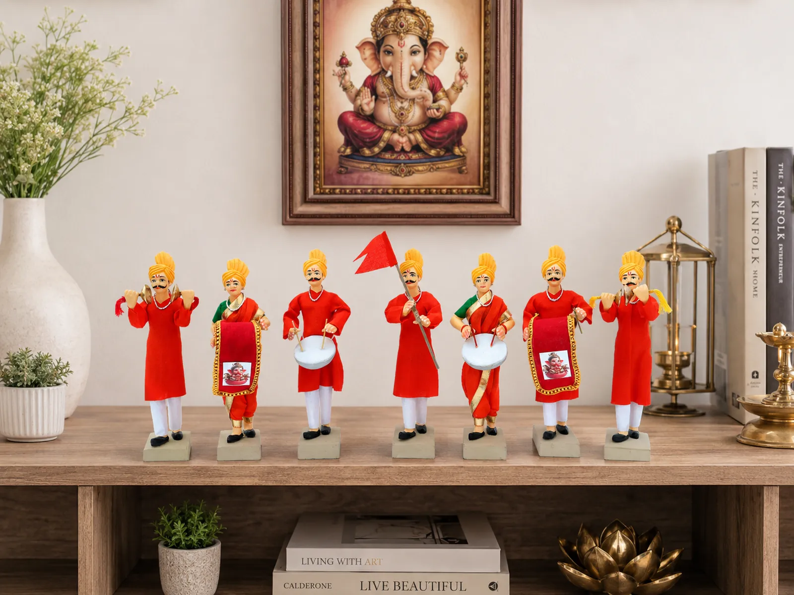 GANPATI VISARJAN Band - Set of 7 | Handmade Terracotta Clay Figurine | Standing Human Figure Idols