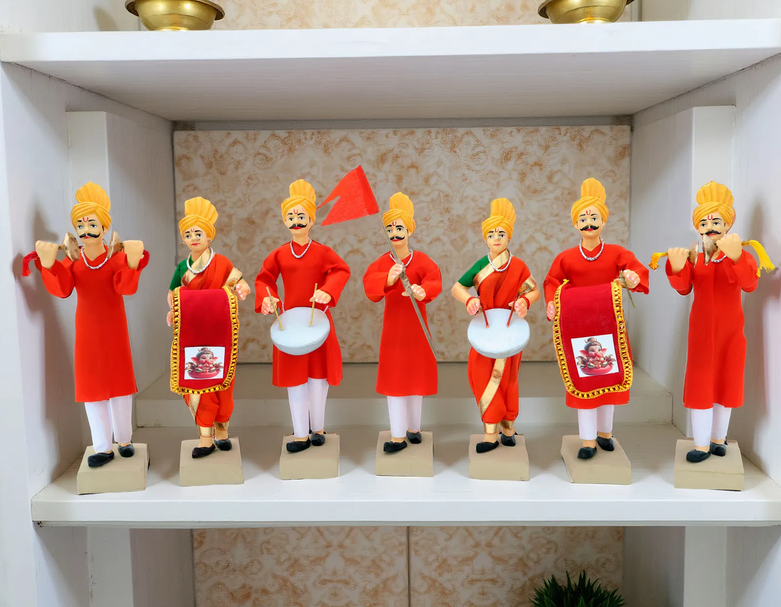 GANPATI VISARJAN Band - Set of 7 | Handmade Terracotta Clay Figurine | Standing Human Figure Idols
