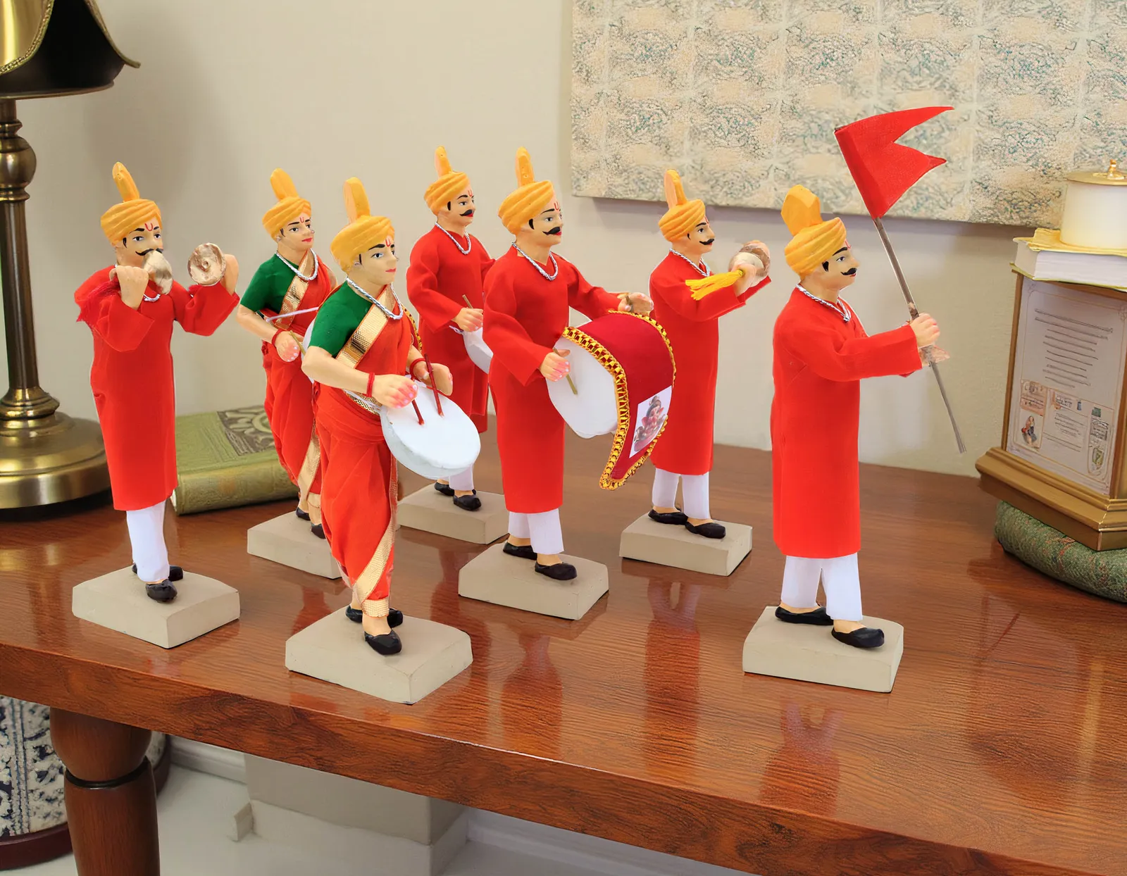 GANPATI VISARJAN Band - Set of 7 | Handmade Terracotta Clay Figurine | Standing Human Figure Idols