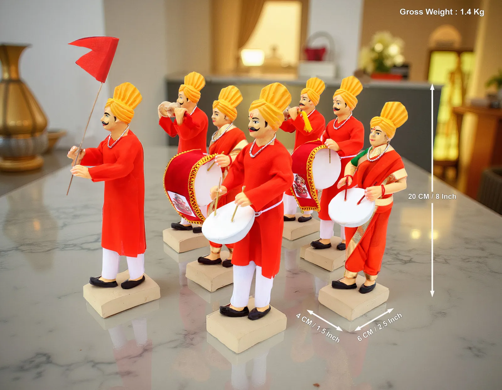 GANPATI VISARJAN Band - Set of 7 | Handmade Terracotta Clay Figurine | Standing Human Figure Idols
