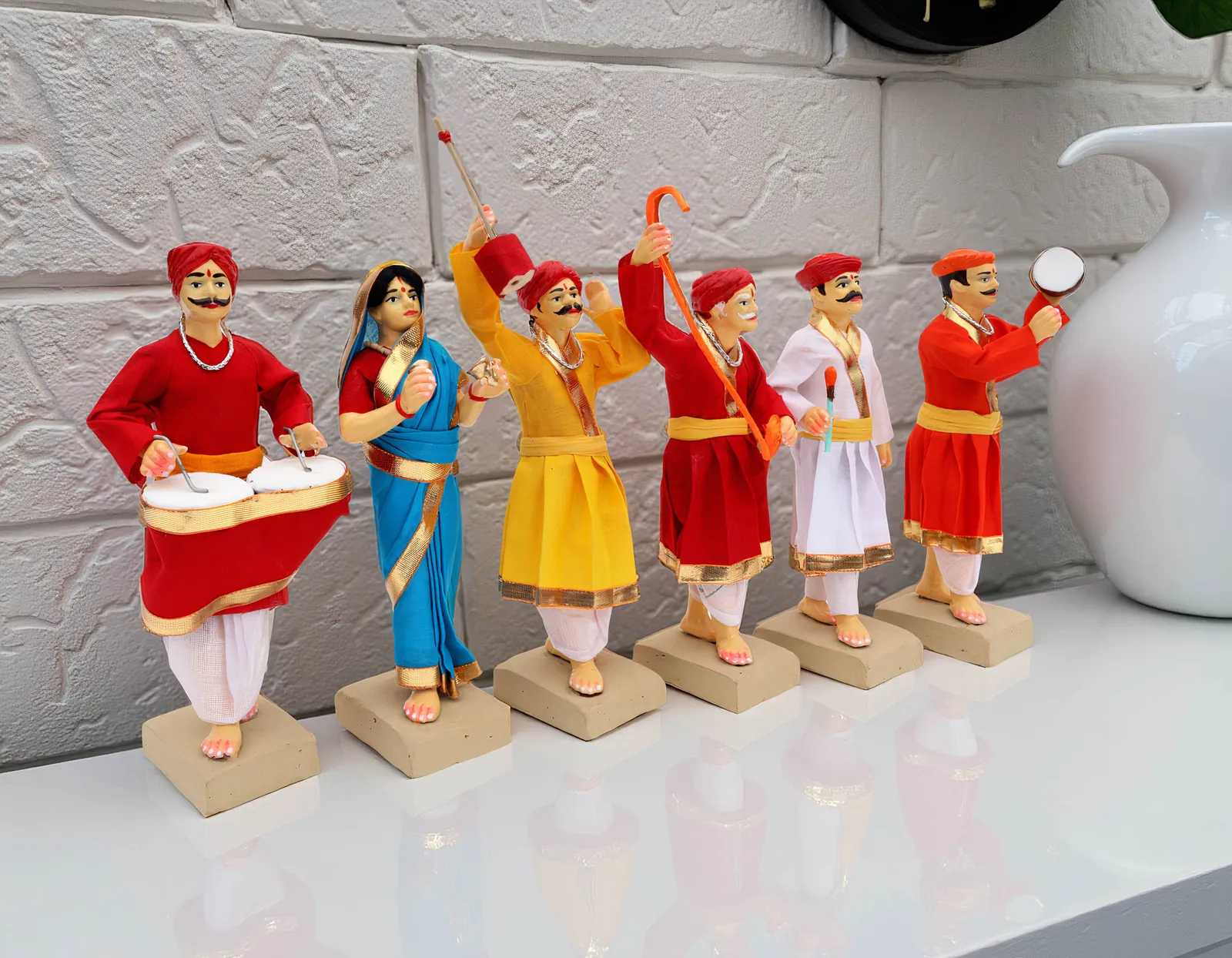 GONDHALI Folk Team - Set of 6 | Handmade Terracotta Clay Figurine | Standing Human Figure Idols