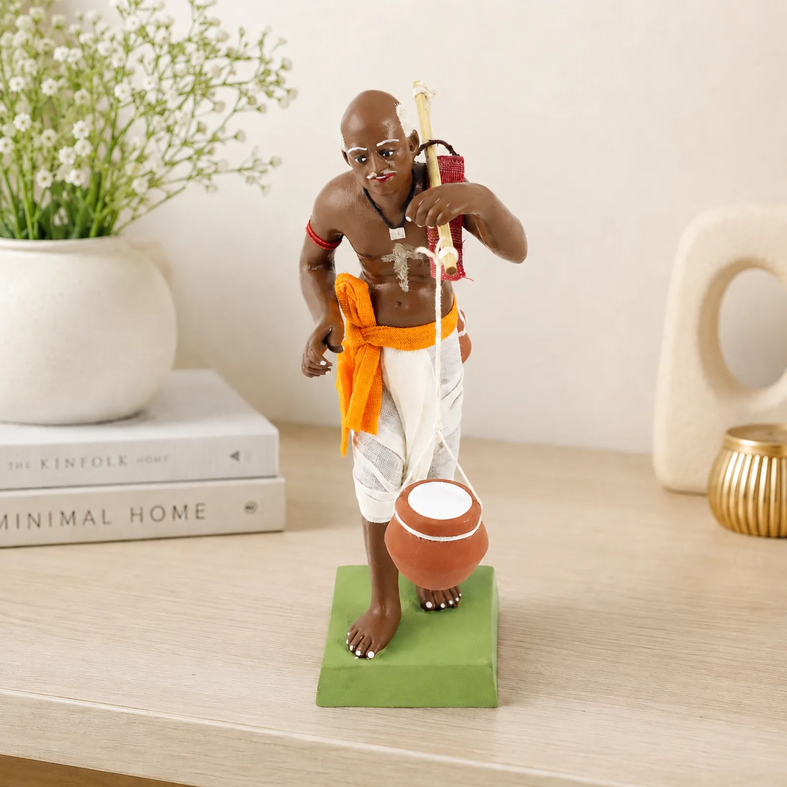 Indian Curd Seller | Handmade Terracotta Clay Figurine | Standing Human Figure Idols