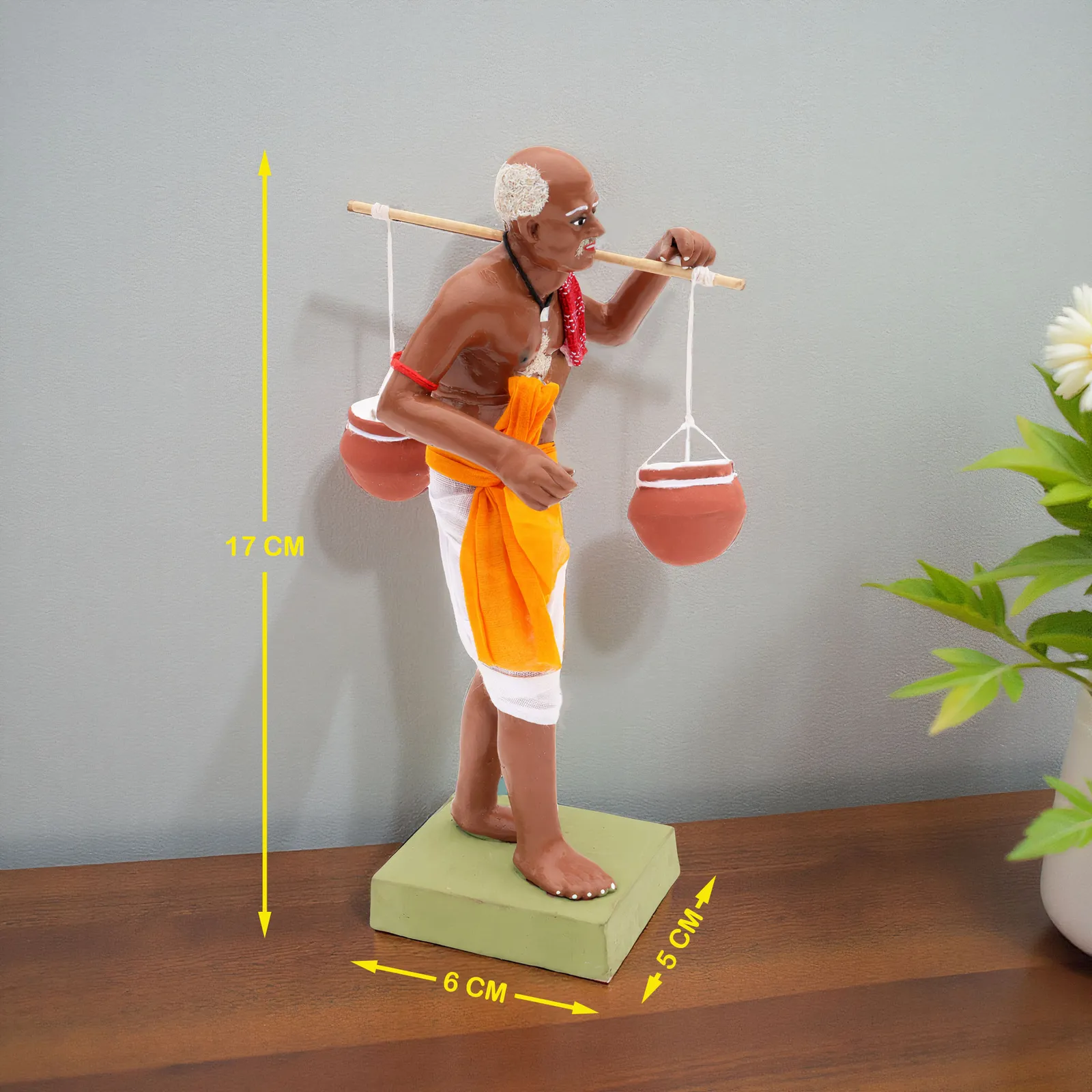 Indian Curd Seller | Handmade Terracotta Clay Figurine | Standing Human Figure Idols
