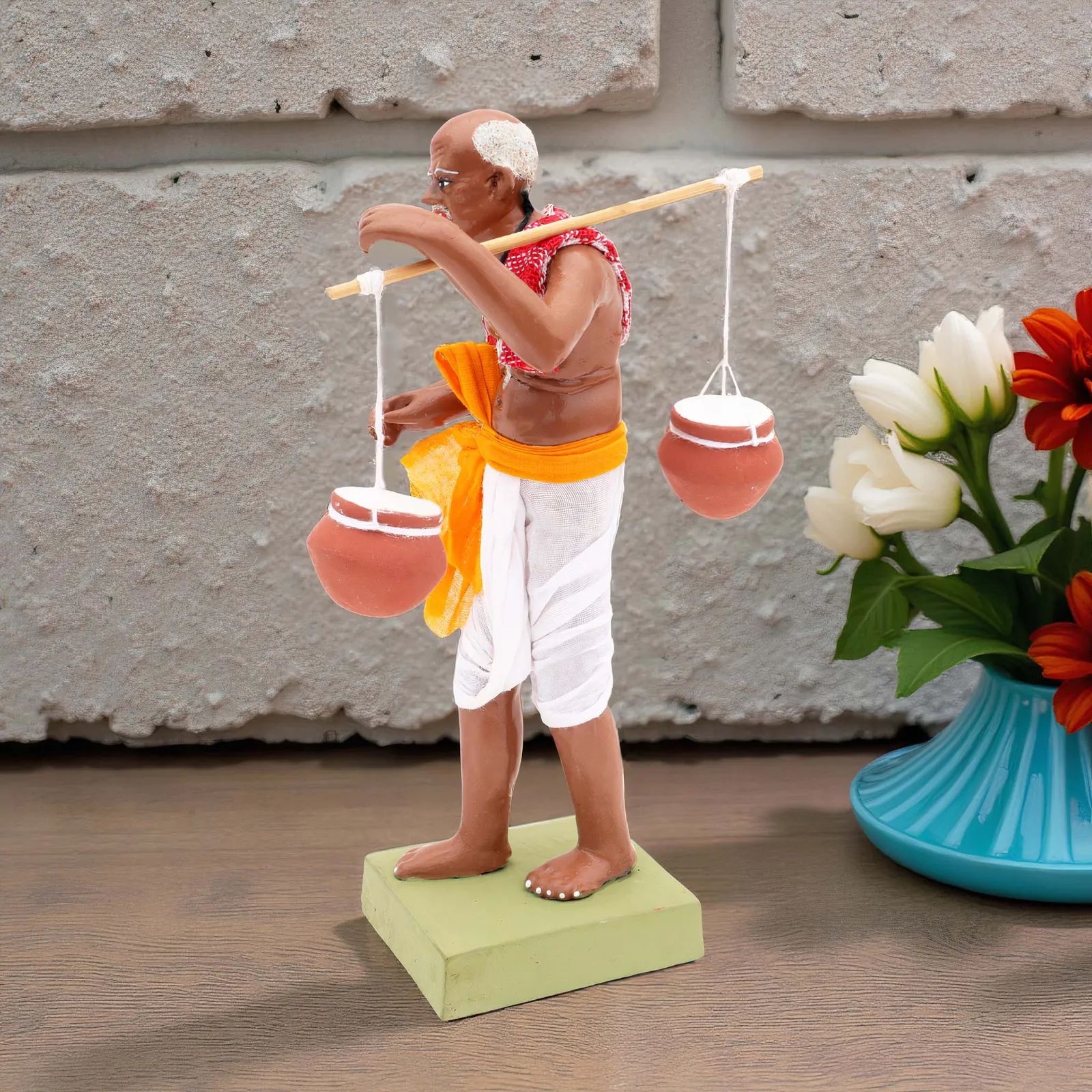 Indian Curd Seller | Handmade Terracotta Clay Figurine | Standing Human Figure Idols