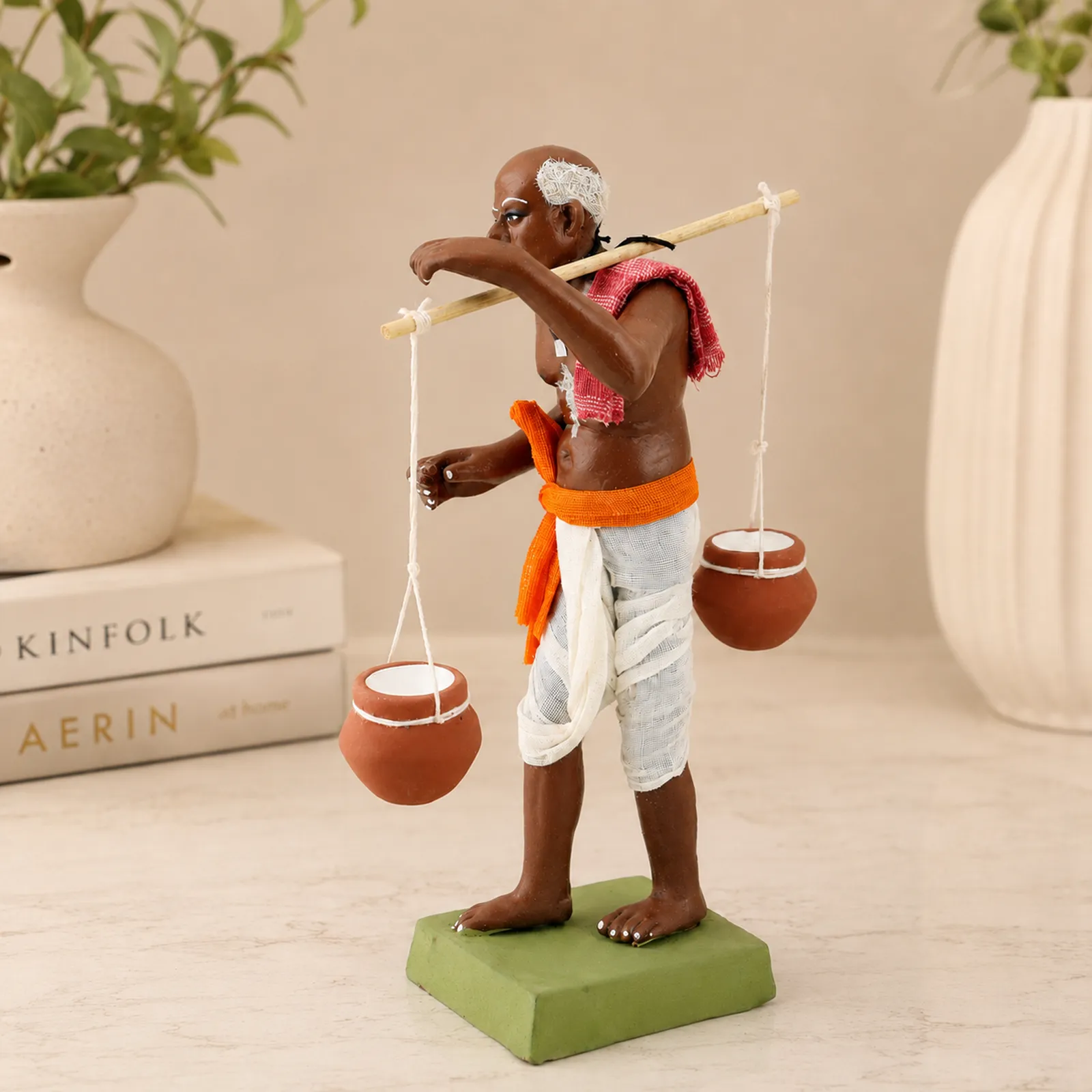 Indian Curd Seller | Handmade Terracotta Clay Figurine | Standing Human Figure Idols