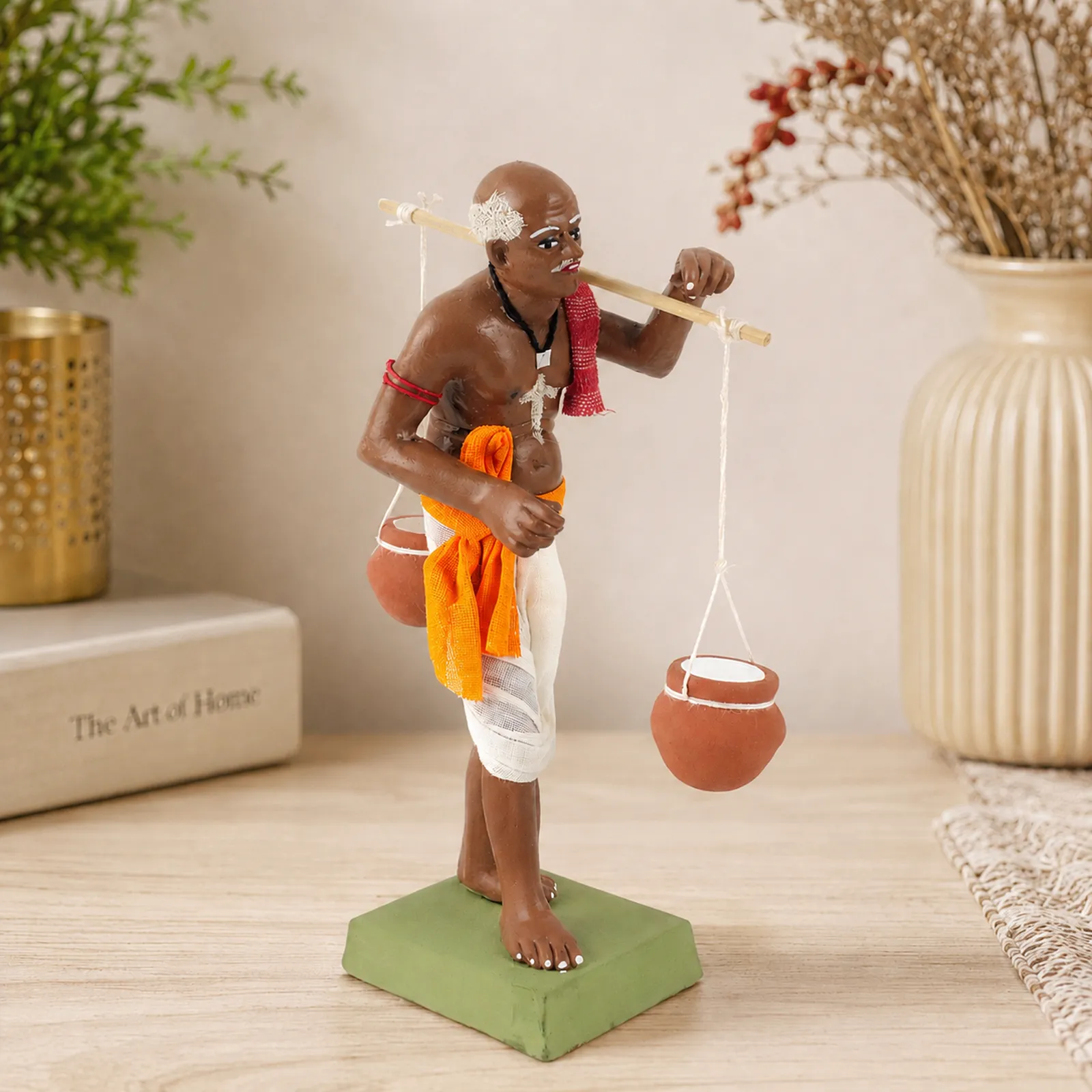 Indian Curd Seller | Handmade Terracotta Clay Figurine | Standing Human Figure Idols