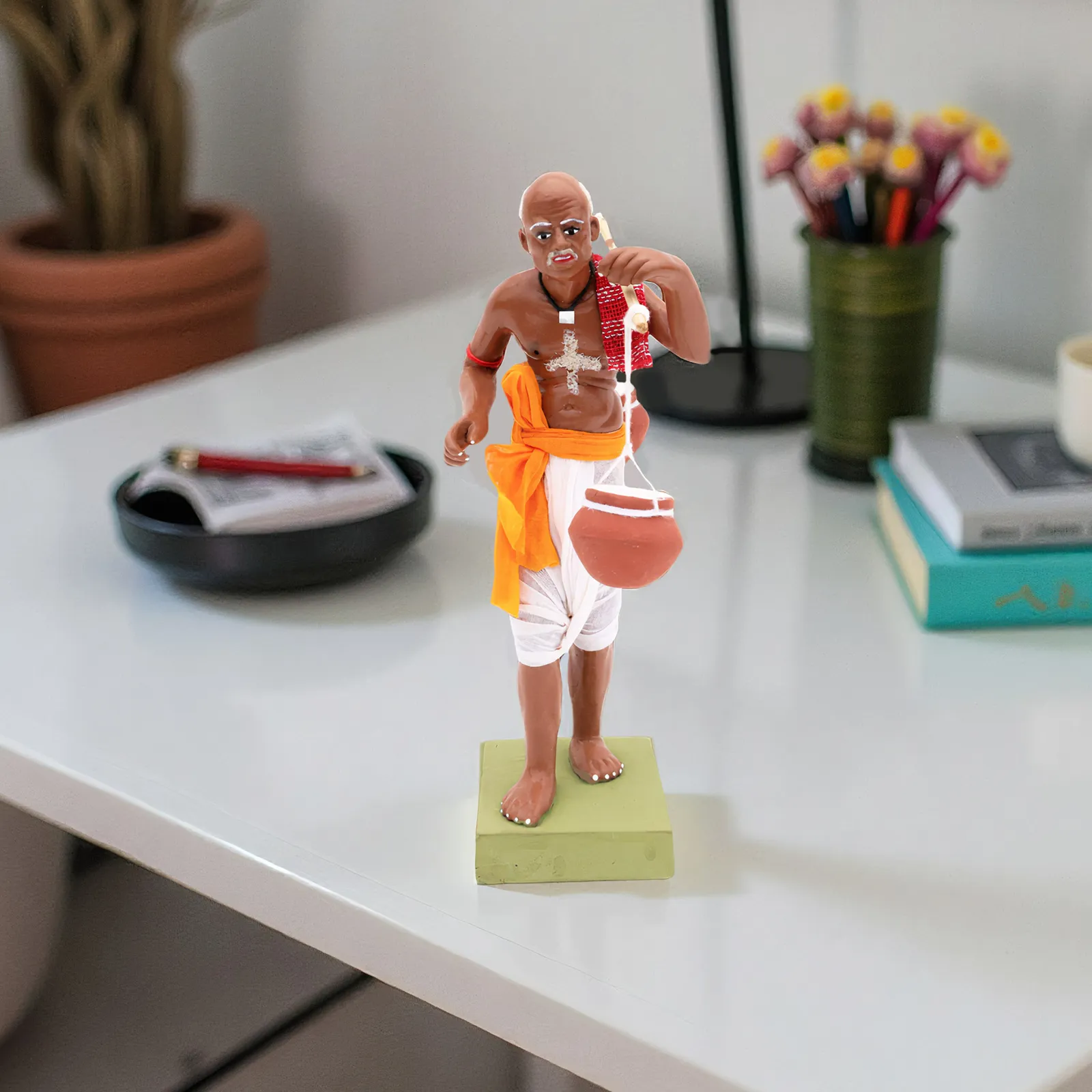 Indian Curd Seller | Handmade Terracotta Clay Figurine | Standing Human Figure Idols