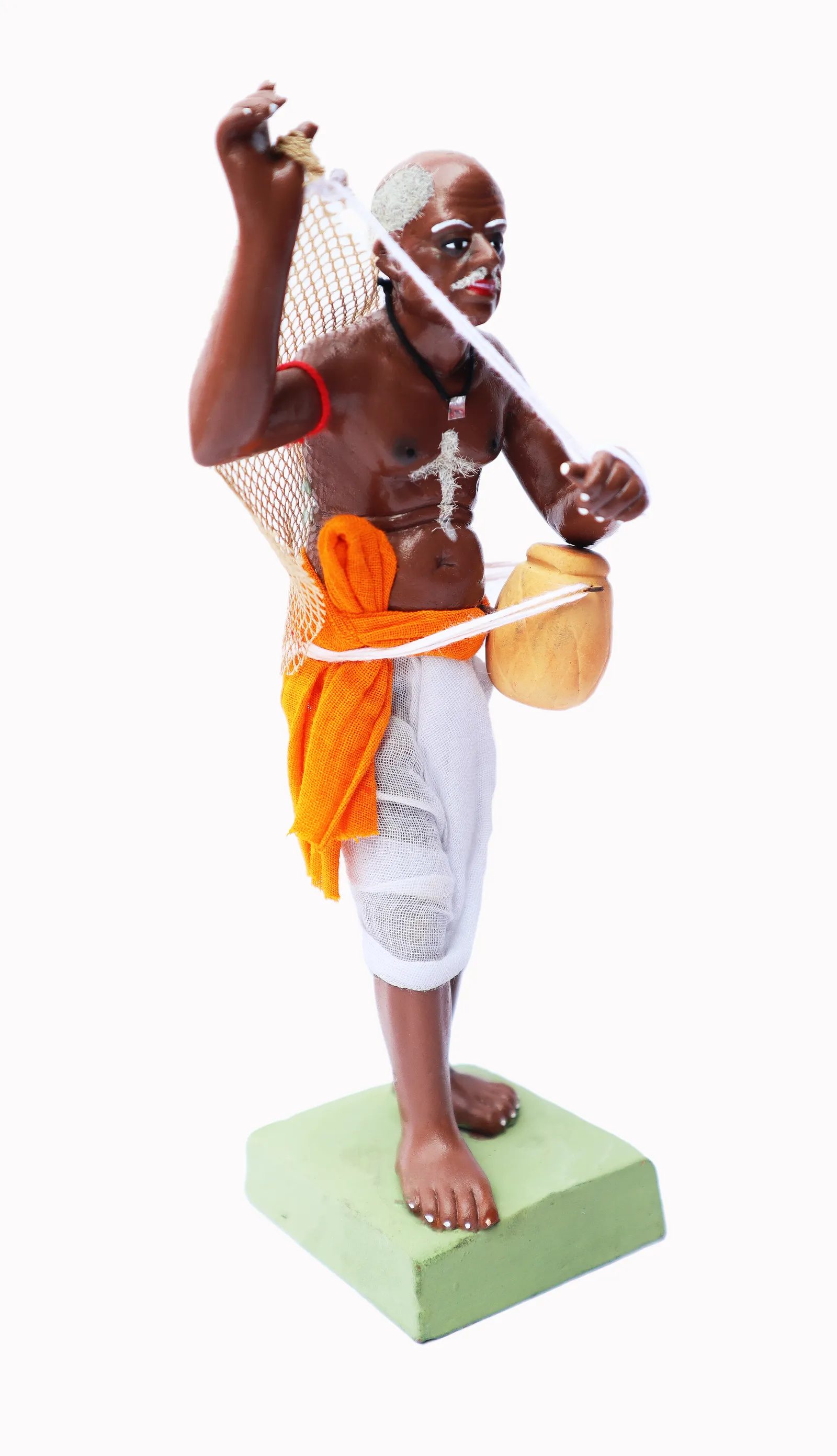 Indian Fisherman | Handmade Terracotta Clay Figurine | Standing Human Figure Idols