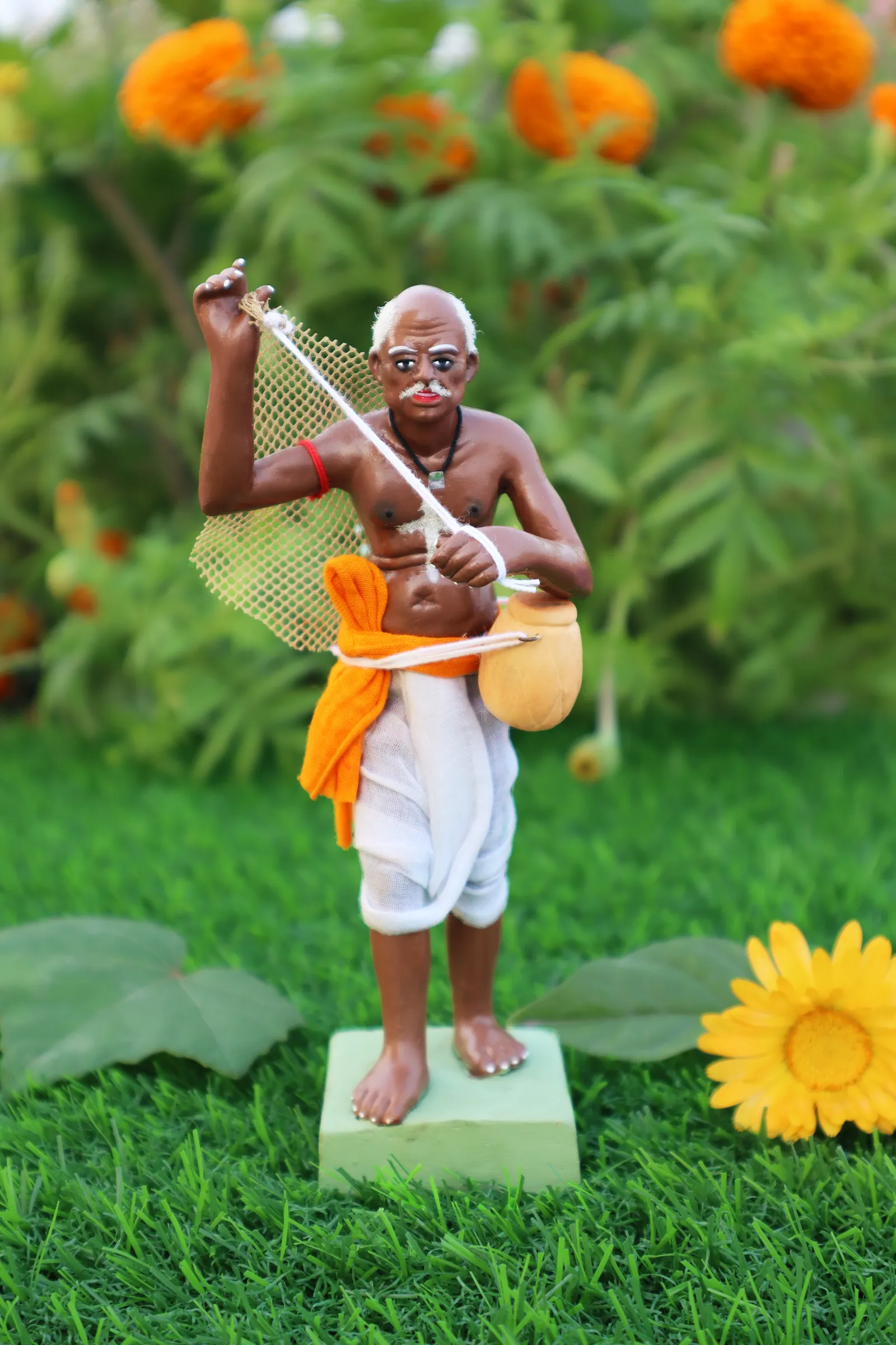 Indian Fisherman | Handmade Terracotta Clay Figurine | Standing Human Figure Idols