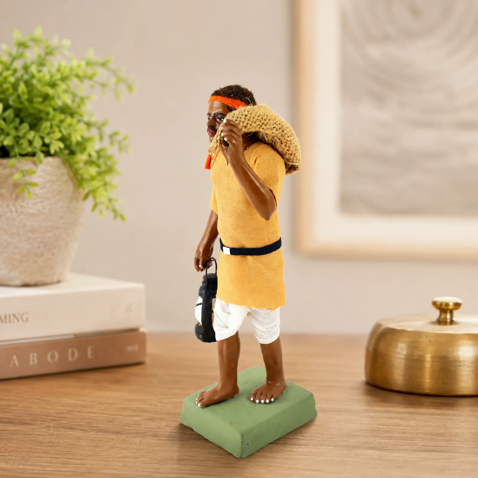 Indian Postman Daakiya | Handmade Terracotta Clay Figurine | Standing Human Figure Idols