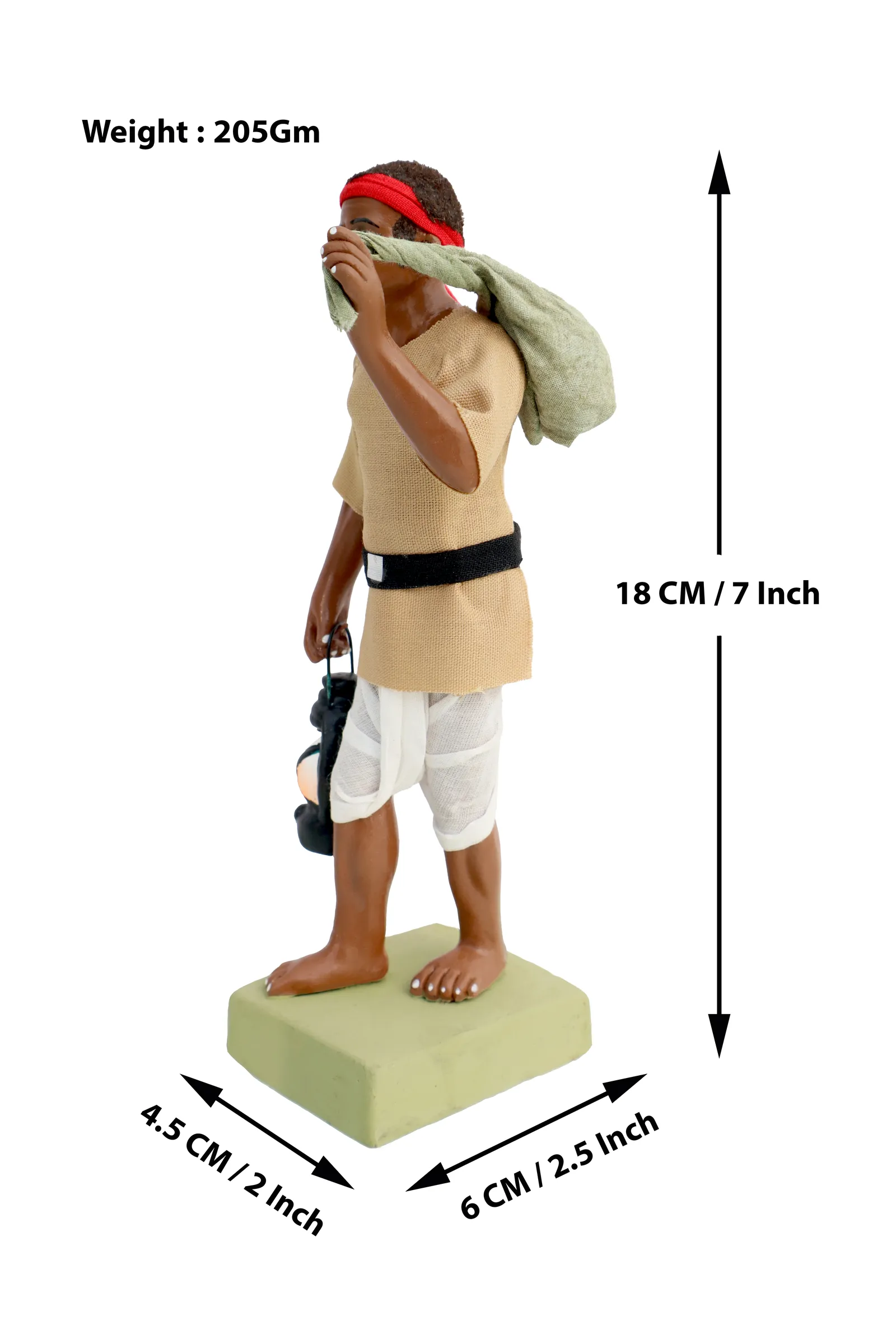 Indian Postman Daakiya | Handmade Terracotta Clay Figurine | Standing Human Figure Idols