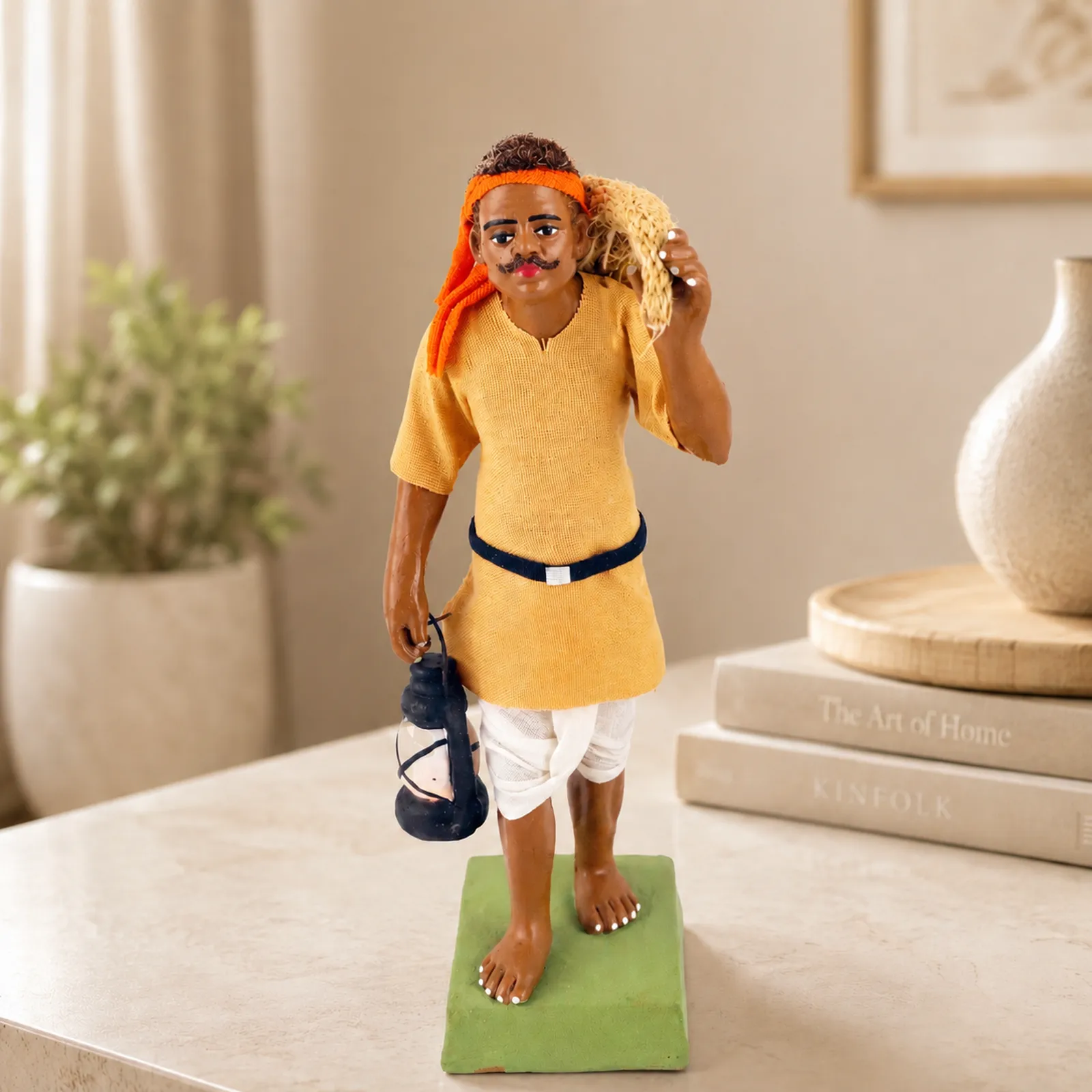 Indian Postman Daakiya | Handmade Terracotta Clay Figurine | Standing Human Figure Idols