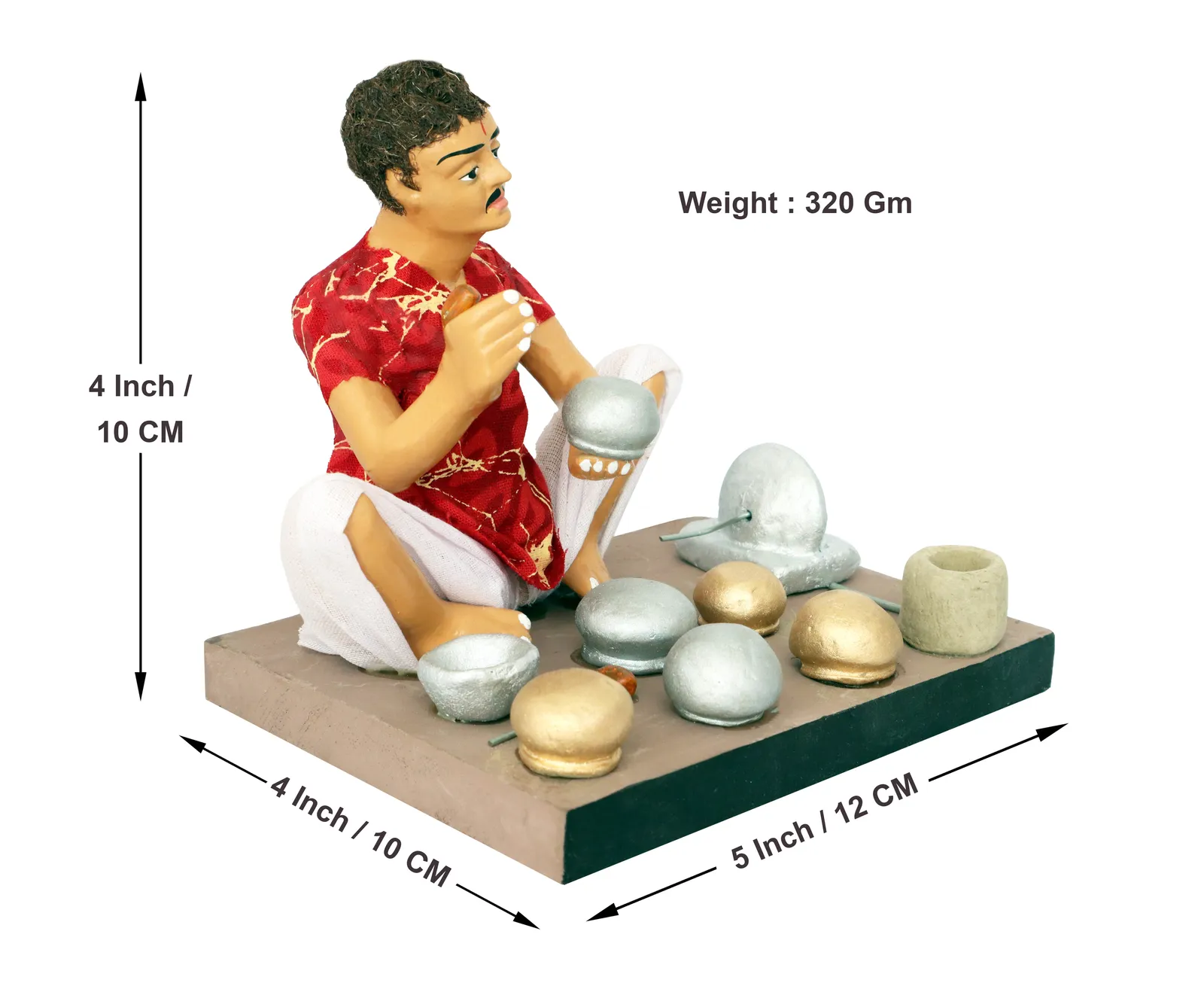 Kitchen Utensils Maker - Handmade Terracotta Clay Figurine | Basic Sitting Human Figure Idol