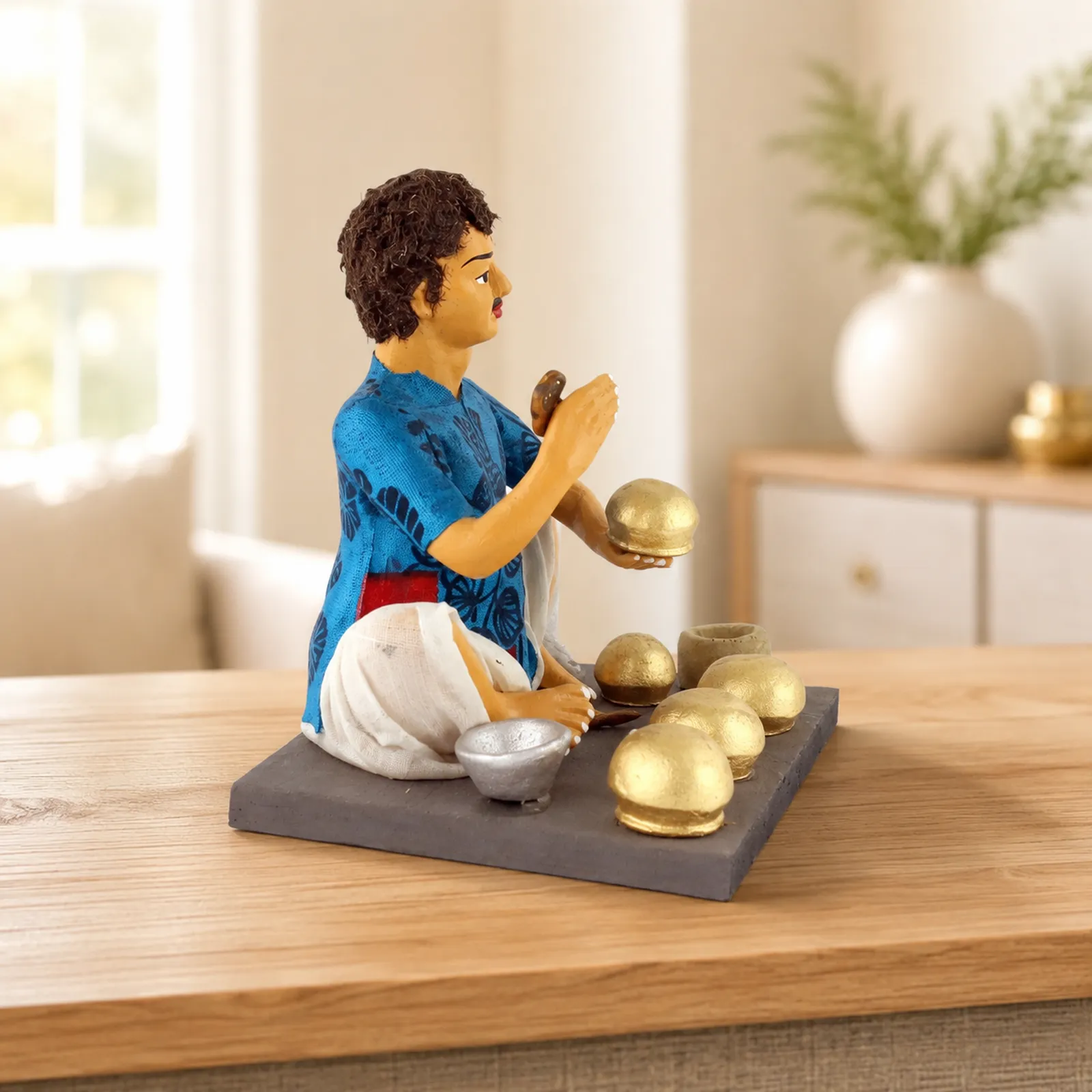 Kitchen Utensils Maker - Handmade Terracotta Clay Figurine | Basic Sitting Human Figure Idol