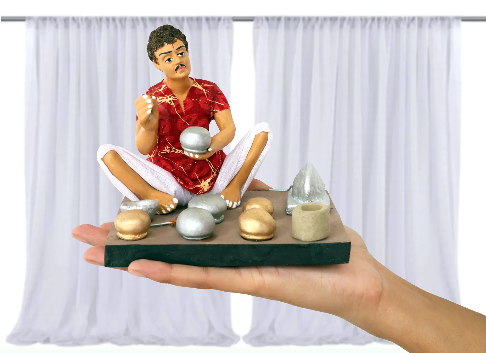 Kitchen Utensils Maker - Handmade Terracotta Clay Figurine | Basic Sitting Human Figure Idol