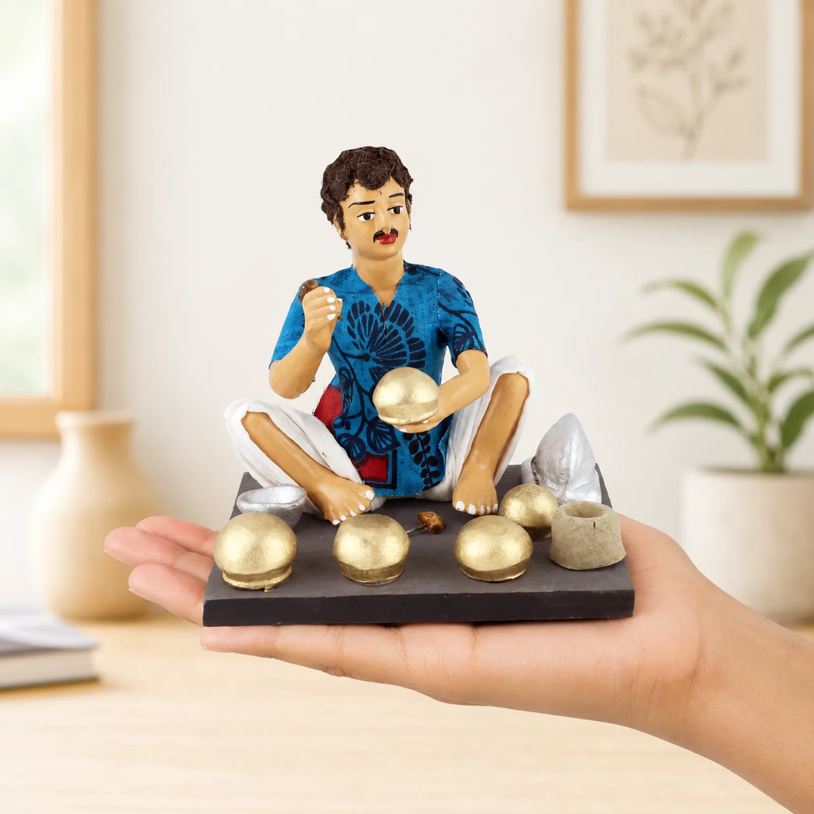 Kitchen Utensils Maker - Handmade Terracotta Clay Figurine | Basic Sitting Human Figure Idol