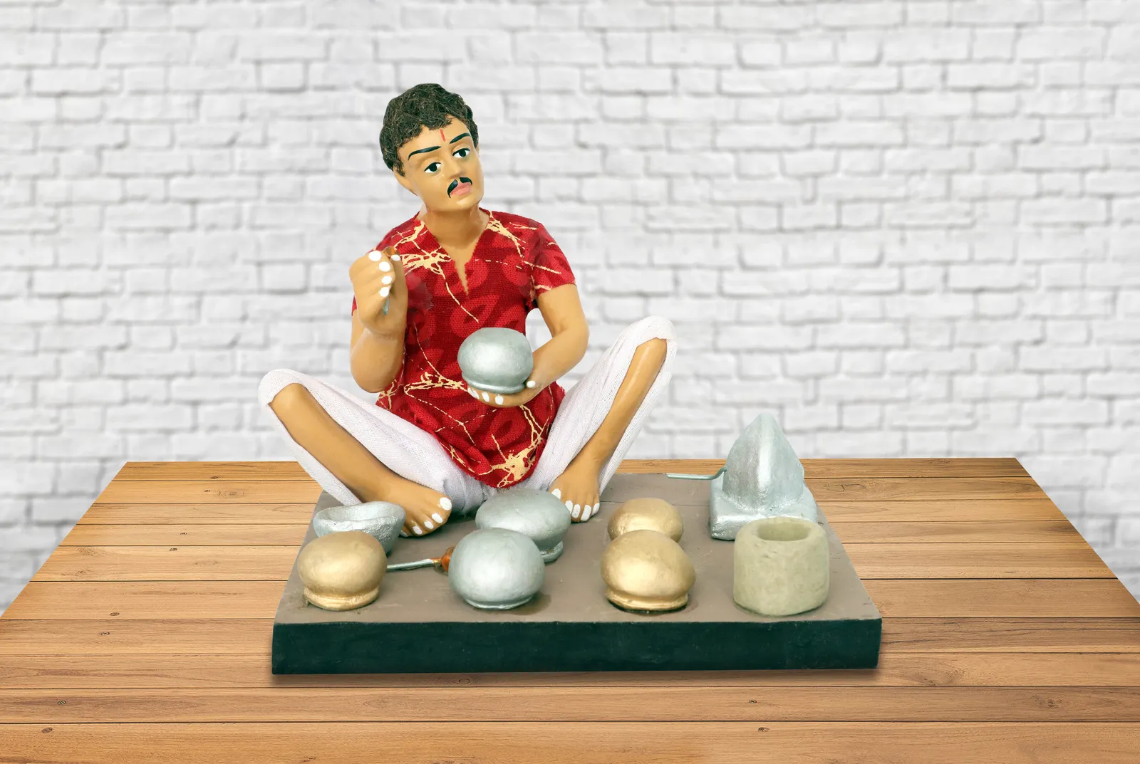 Kitchen Utensils Maker - Handmade Terracotta Clay Figurine | Basic Sitting Human Figure Idol