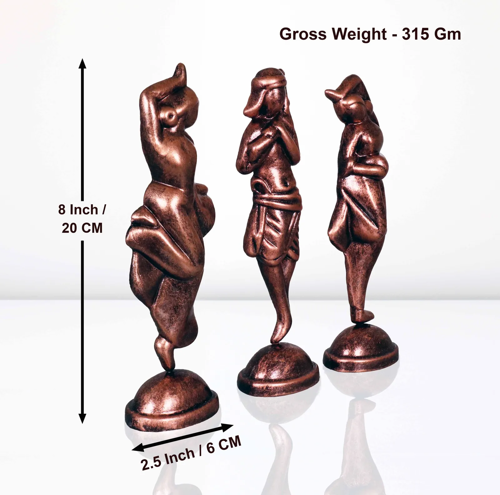 Krishna with Gopiya - Metallic Bronze | Handmade Terracotta Clay Figurine | Abstract Terracotta Showpieces